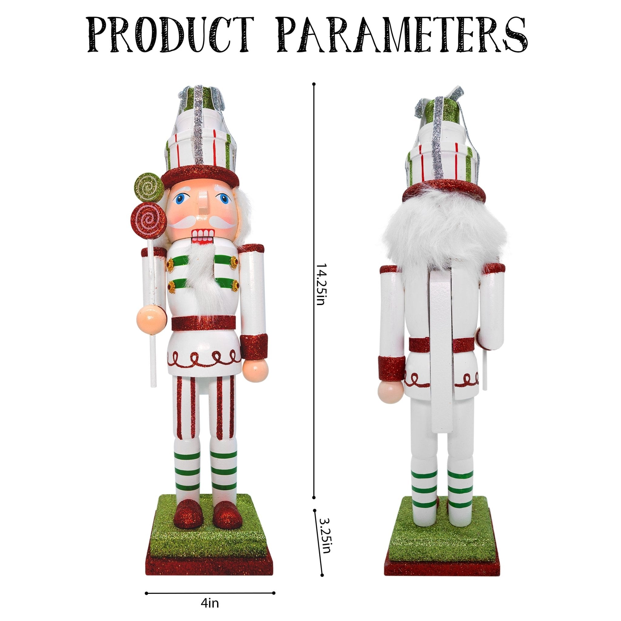 14 - inch Wooden Nutcrackers Christmas Decoration Figures (Green - Candy Cane Solider) - Tuesday Morning - Decorative Objects