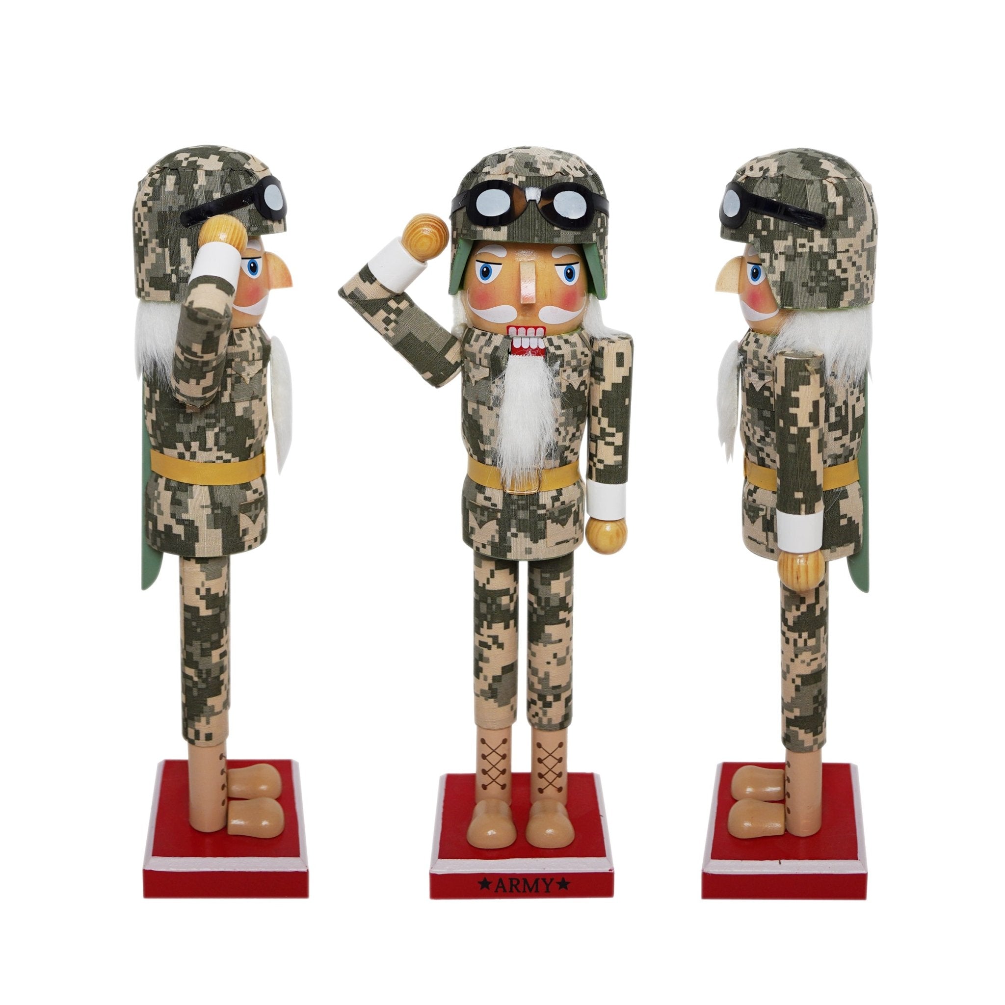 14 - inch Wooden Nutcrackers Christmas Decoration Figures Home Decor (Army Soldier) - Tuesday Morning - Decorative Objects