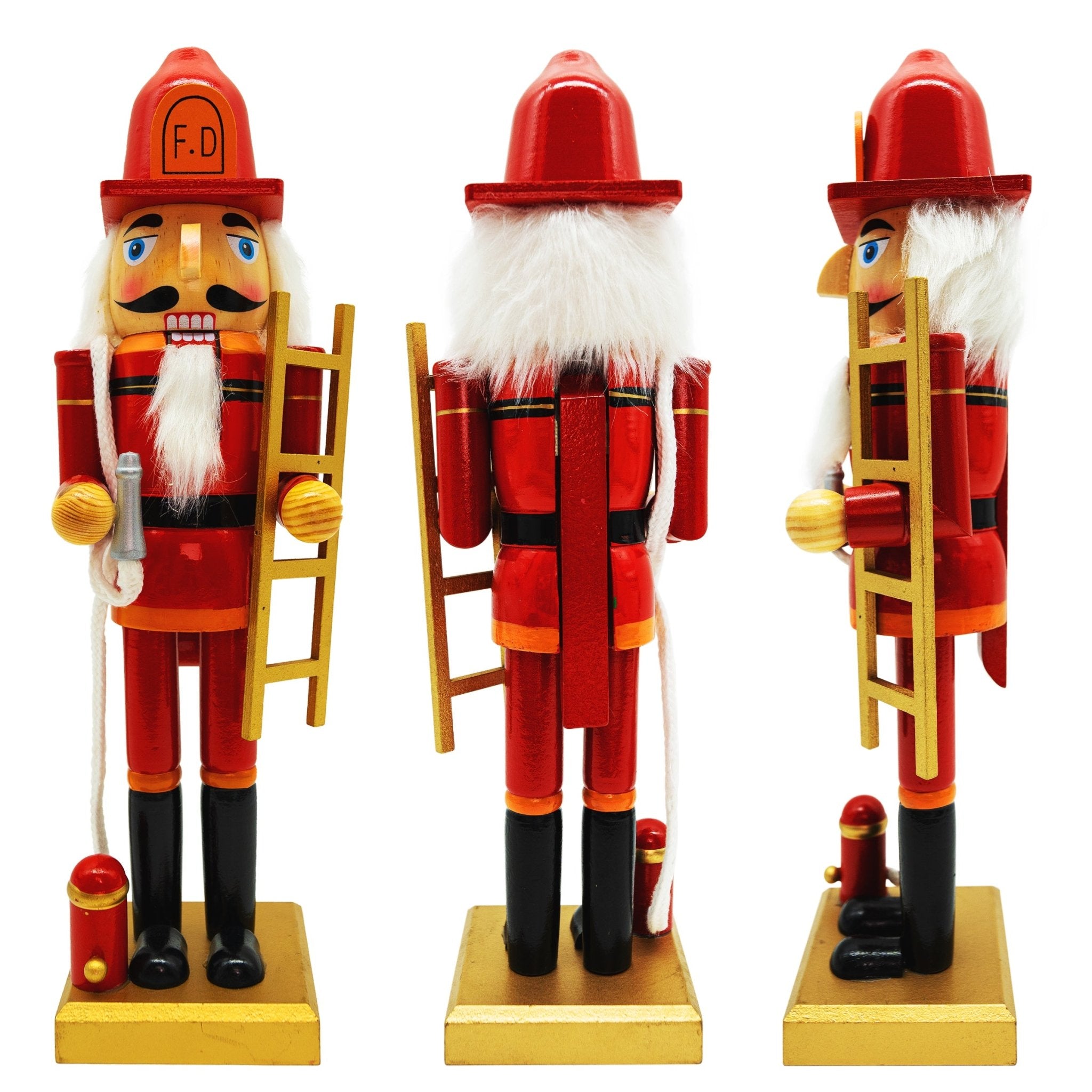 14 - inch Wooden Nutcrackers Christmas Decoration Figures Home Decor (Fireman) - Tuesday Morning - Decorative Objects