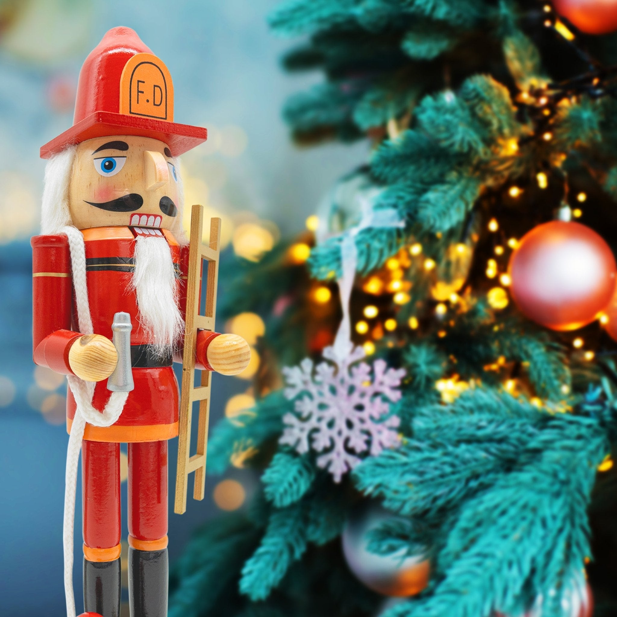 14 - inch Wooden Nutcrackers Christmas Decoration Figures Home Decor (Fireman) - Tuesday Morning - Decorative Objects