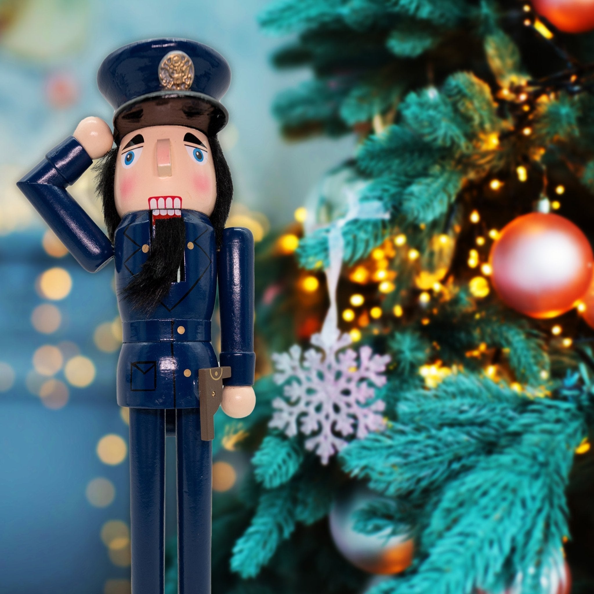 14 - inch Wooden Nutcrackers Christmas Decoration Figures Home Decor (Policeman) - Tuesday Morning - Decorative Objects