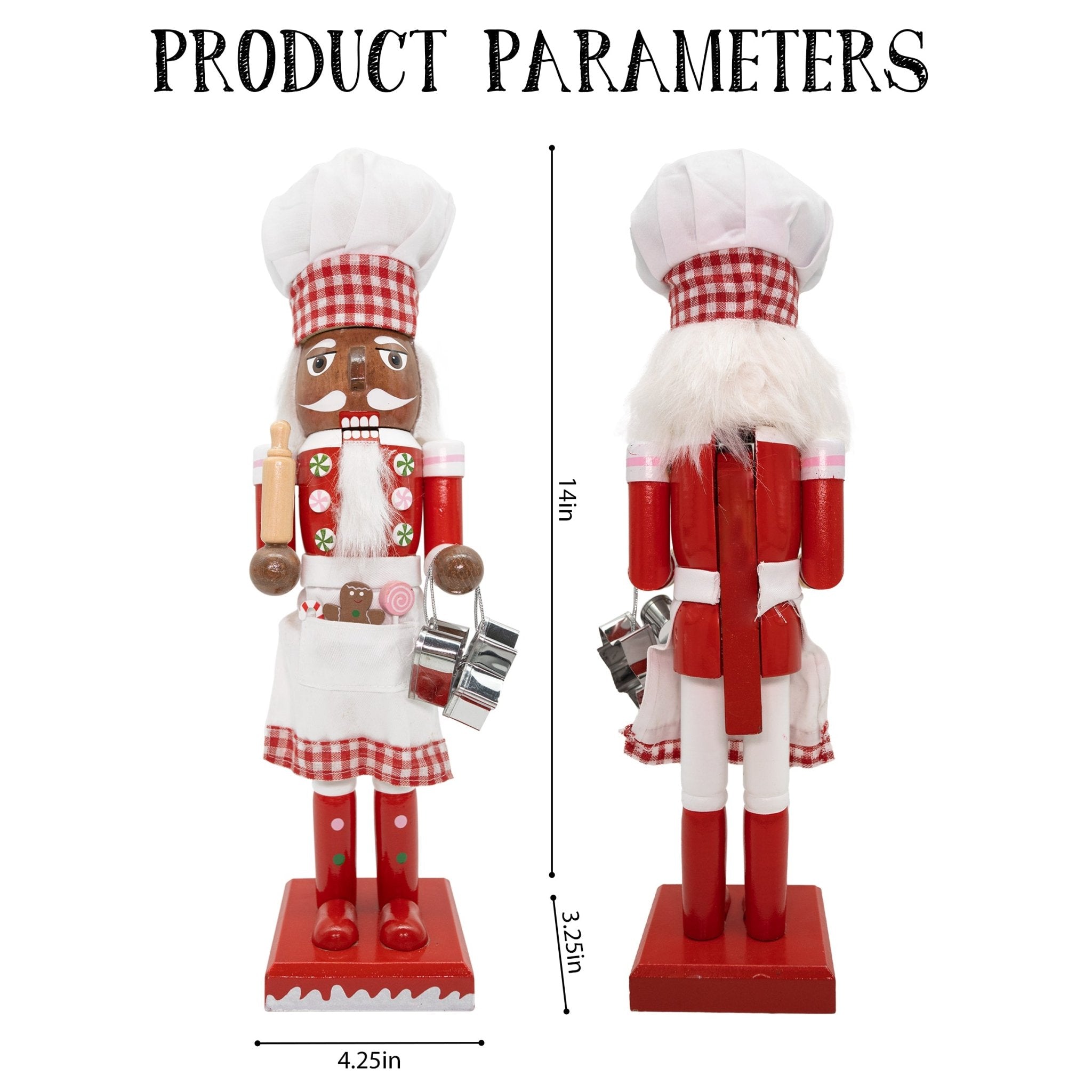 14 - inch Wooden Nutcrackers Christmas Decoration Figures (Red - Baker Chef) - Tuesday Morning - Decorative Objects