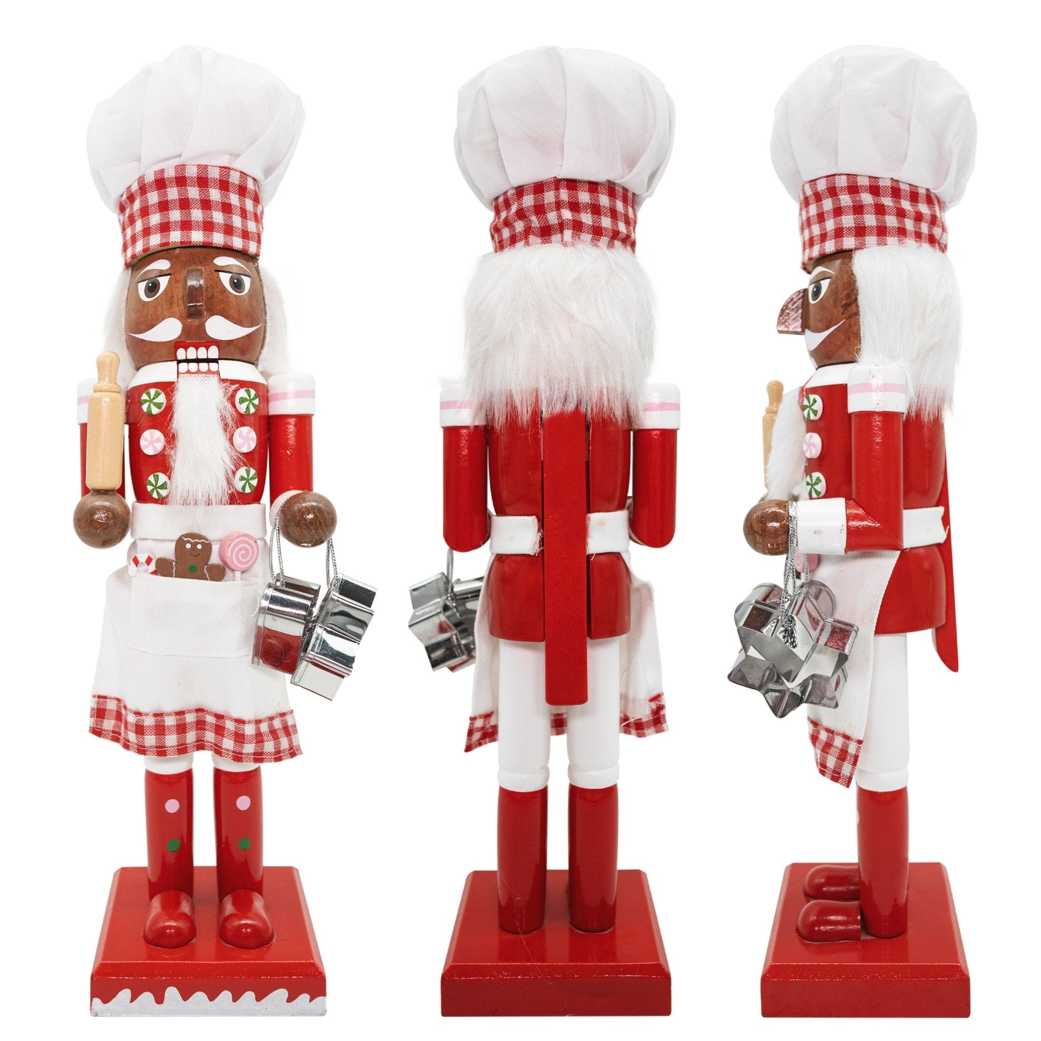 14 - inch Wooden Nutcrackers Christmas Decoration Figures (Red - Baker Chef) - Tuesday Morning - Decorative Objects