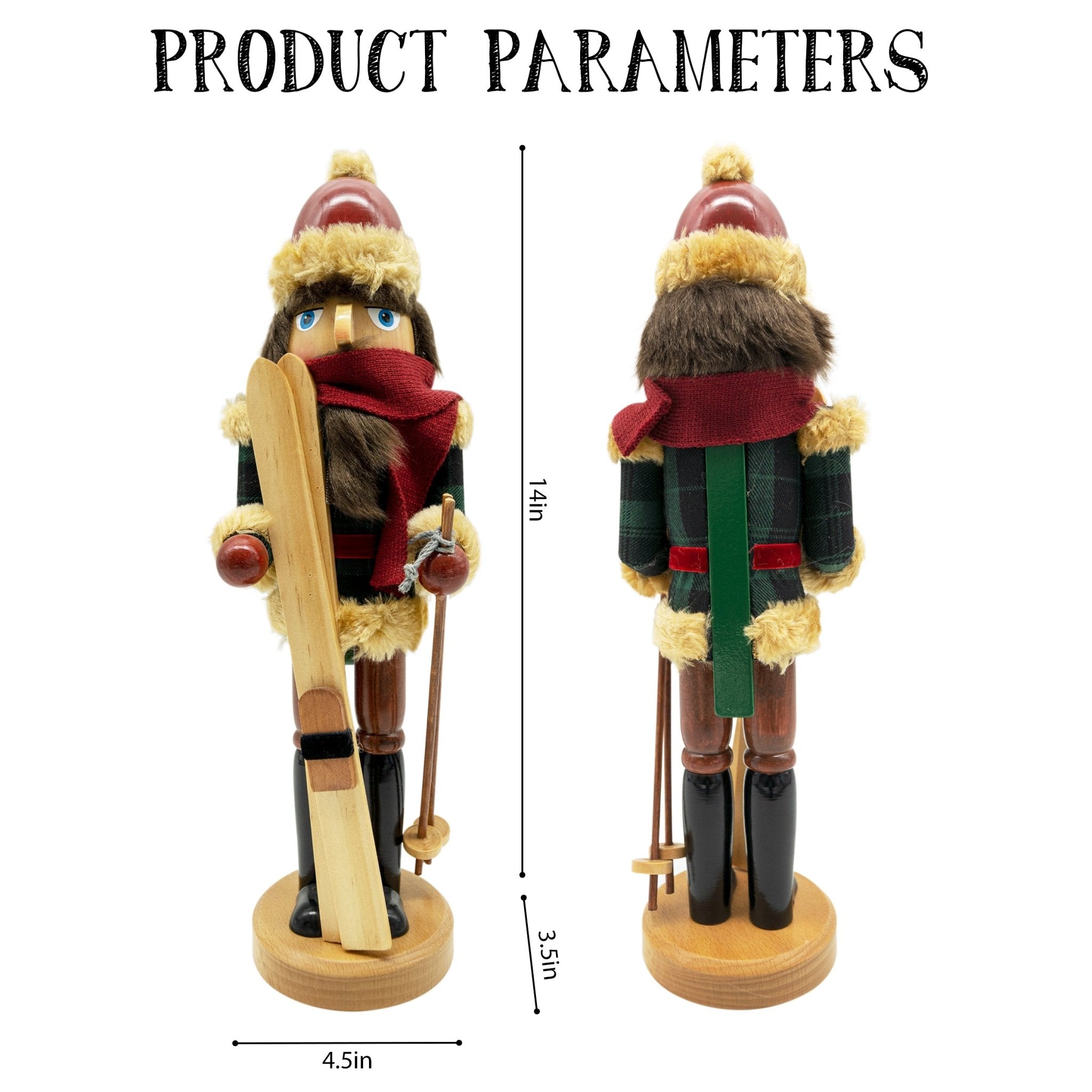 14 - inch Wooden Nutcrackers Christmas Decoration Figures (Skier) - Tuesday Morning - Decorative Objects