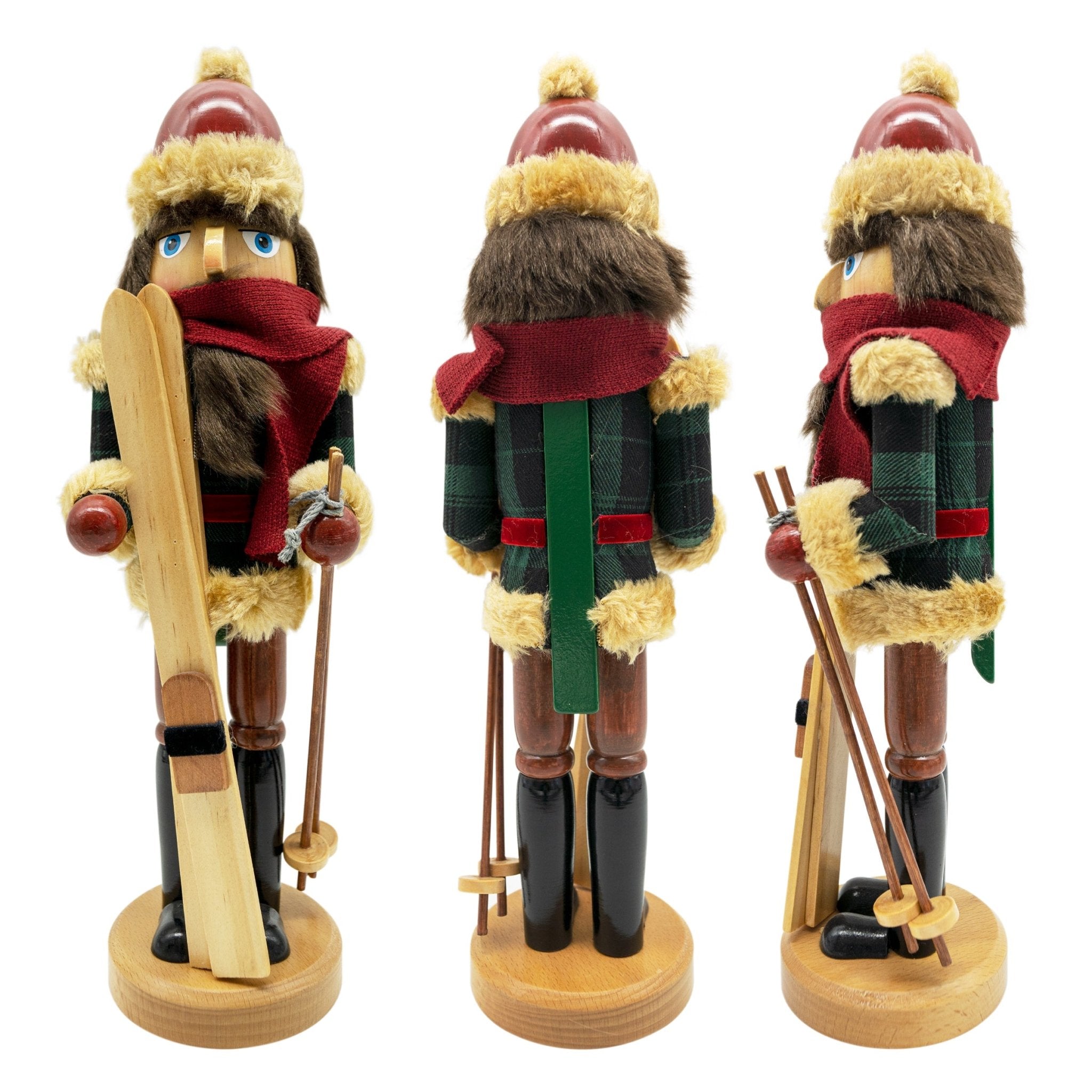 14 - inch Wooden Nutcrackers Christmas Decoration Figures (Skier) - Tuesday Morning - Decorative Objects