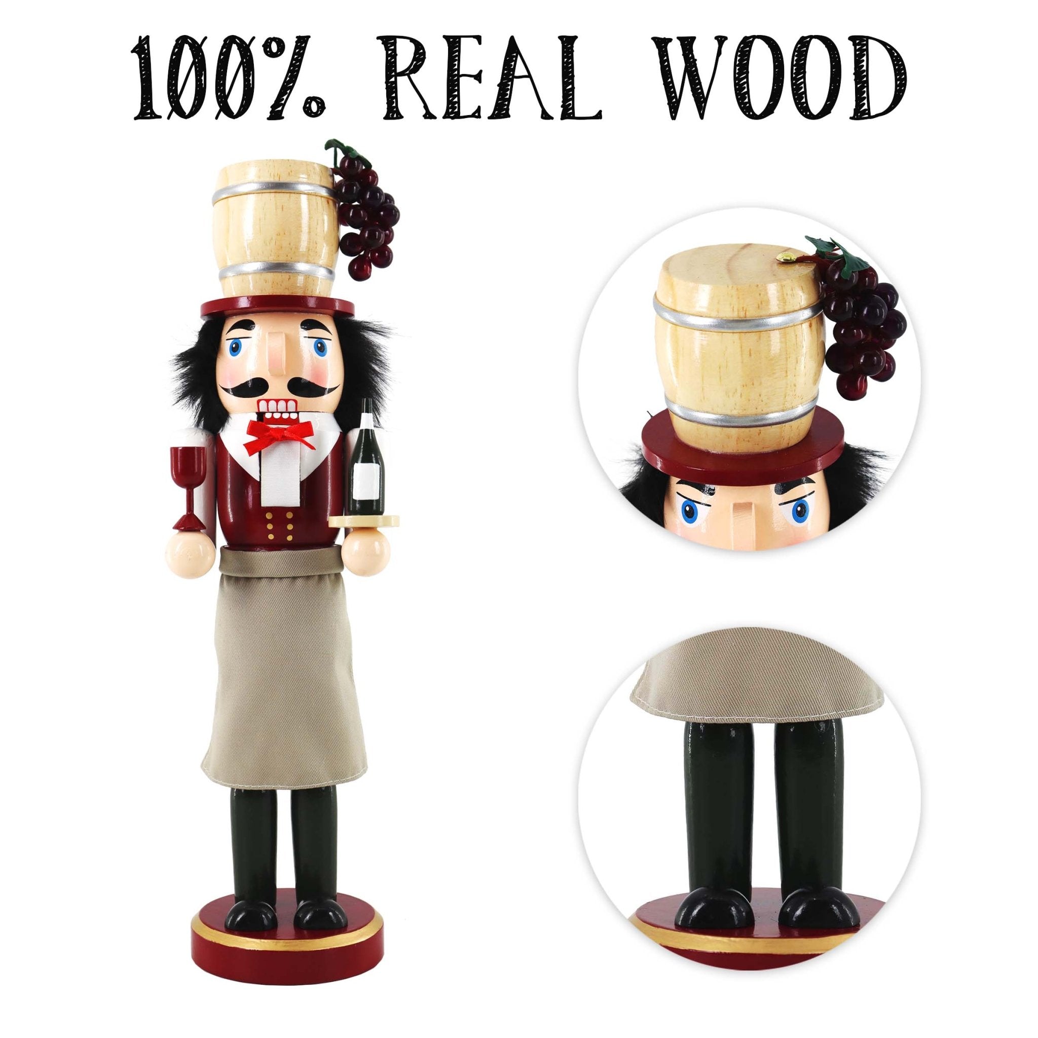 14 - inch Wooden Nutcrackers Christmas Decoration Figures (Wine Server) - Tuesday Morning - Decorative Objects