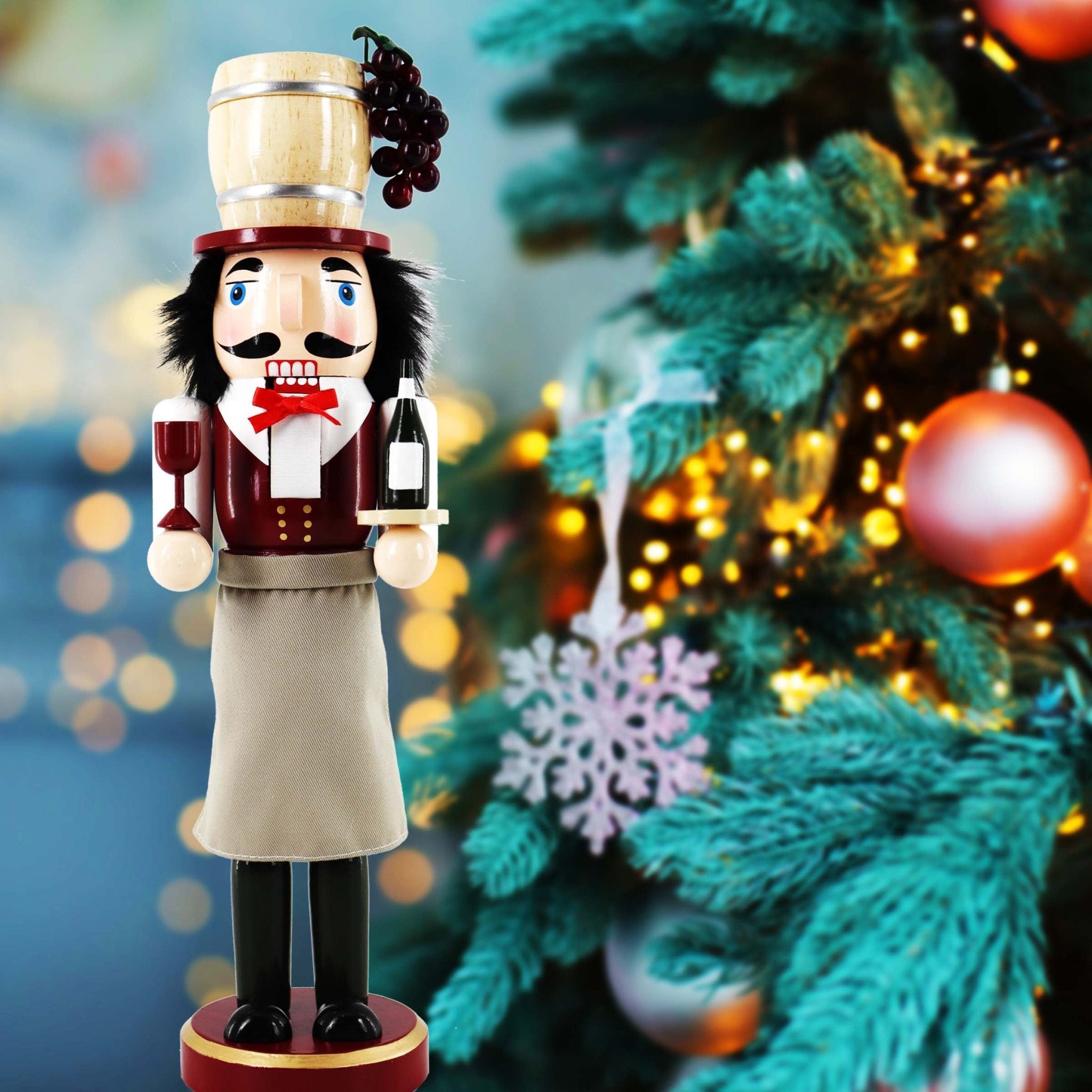 14 - inch Wooden Nutcrackers Christmas Decoration Figures (Wine Server) - Tuesday Morning - Decorative Objects