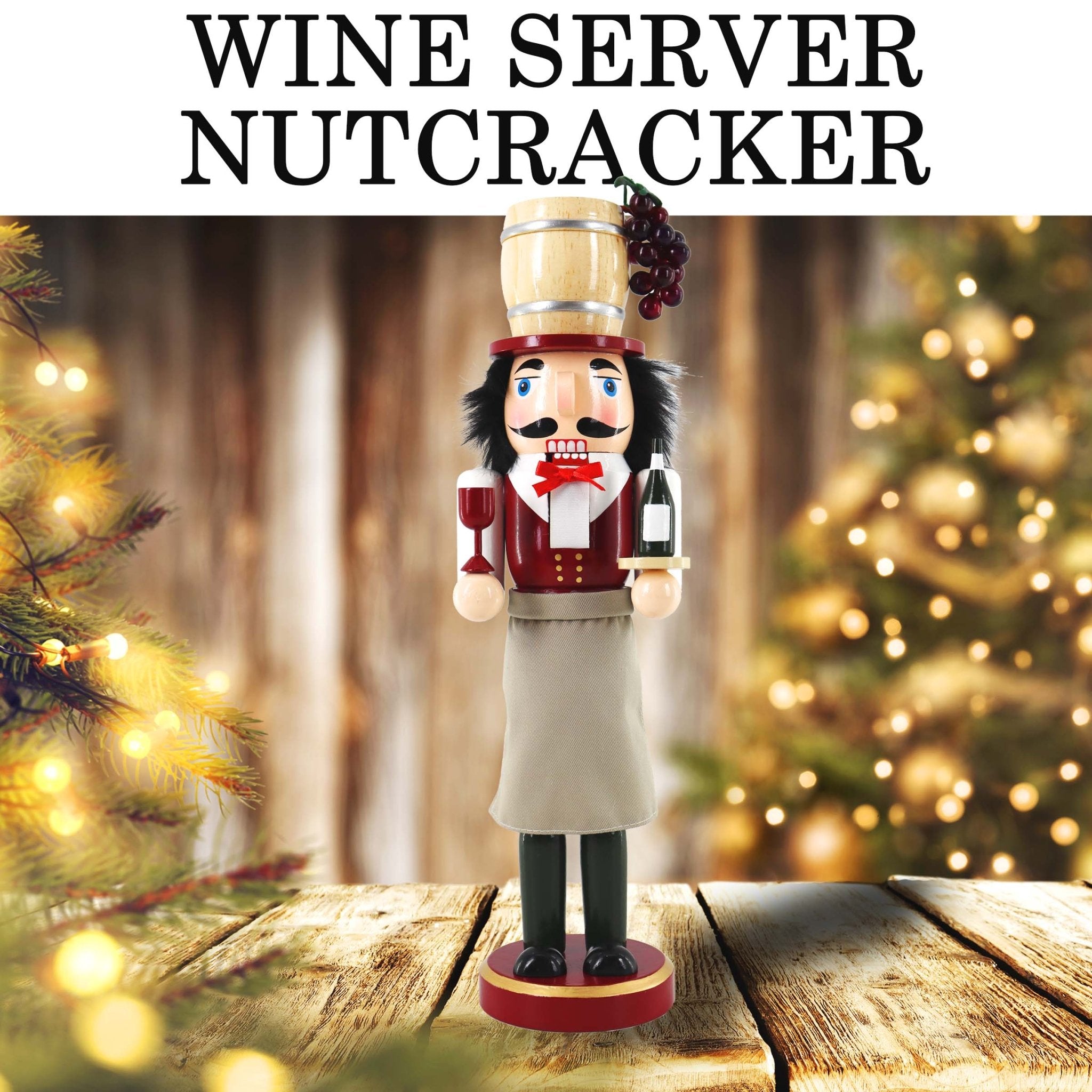 14 - inch Wooden Nutcrackers Christmas Decoration Figures (Wine Server) - Tuesday Morning - Decorative Objects