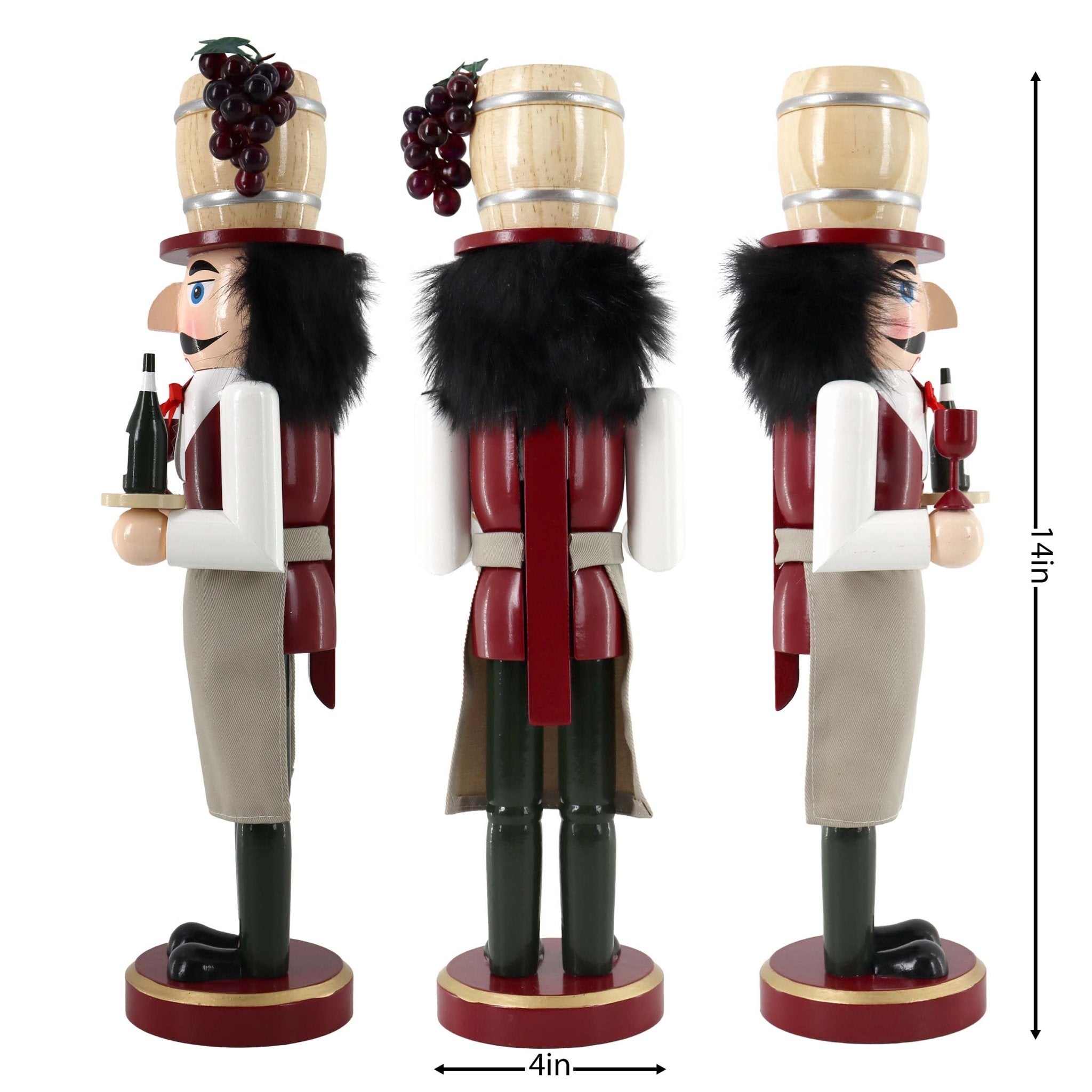 14 - inch Wooden Nutcrackers Christmas Decoration Figures (Wine Server) - Tuesday Morning - Decorative Objects