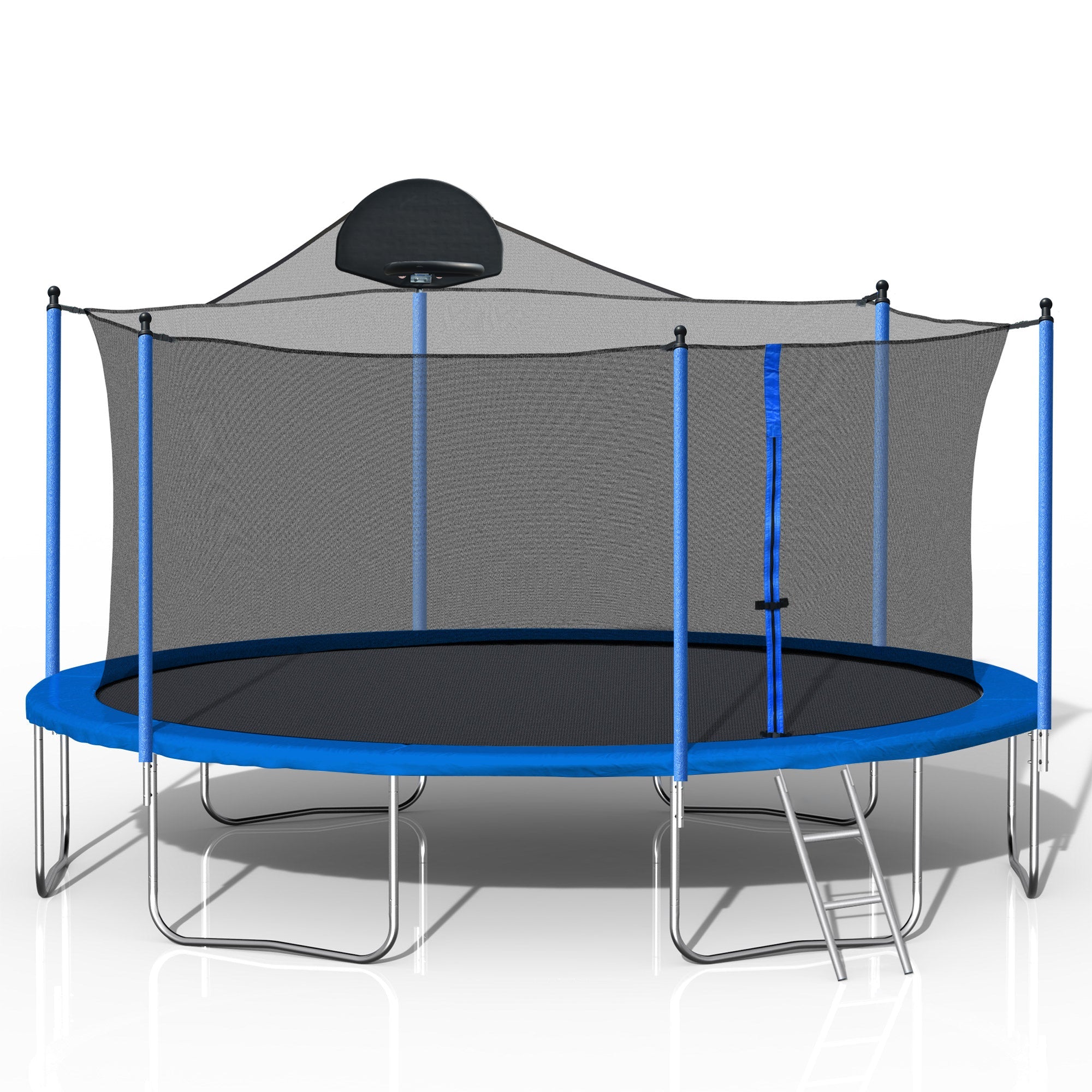 14FT Trampoline for Adults & Kids with Basketball Hoop, Outdoor Trampolines w/Ladder and Safety Enclosure Net for Kids and Adults - Tuesday Morning - Swing Sets & Trampolines