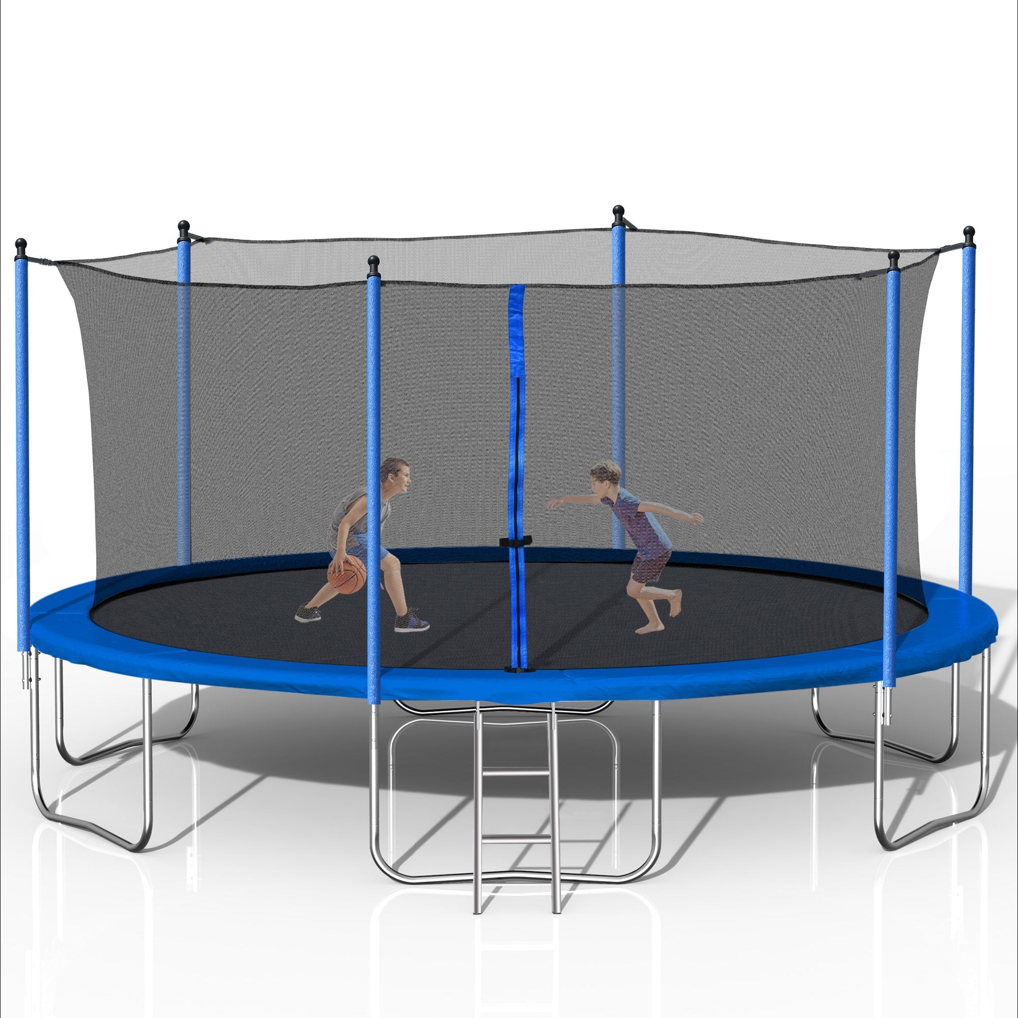 14FT Trampoline with Safety Enclosure Net,Heavy Duty Jumping Mat and Spring Cover Padding for Kids and Adults, Ladder - Tuesday Morning - Swing Sets & Trampolines