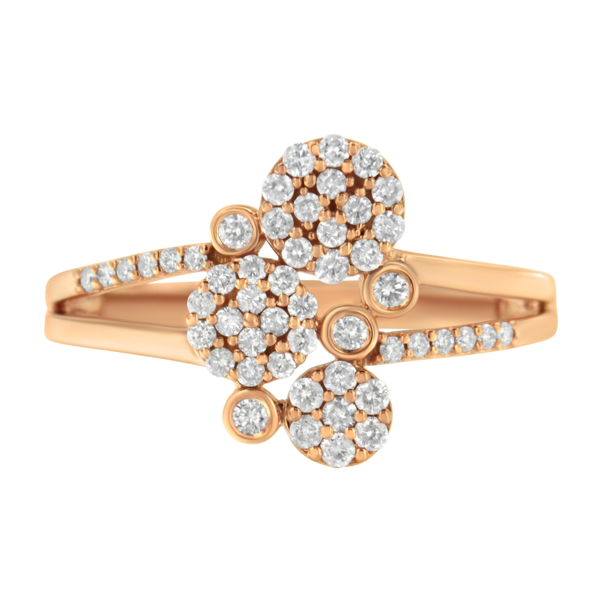 14K Rose Gold Plated .925 Sterling Silver 1/2 Cttw Diamond Scatter Composite Bypass Ring (I - J Color, I1 - I2 Clarity) - Tuesday Morning - Rings