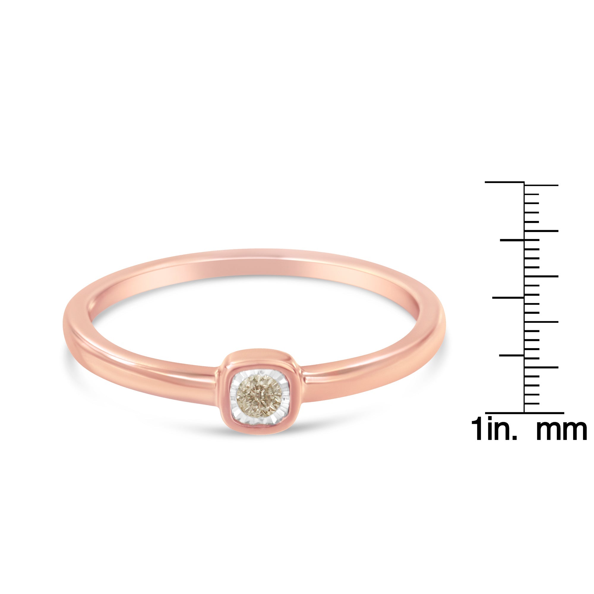 14K Rose Gold Plated .925 Sterling Silver 1/20 Carat Diamond Square Cushion - Shaped Miracle Set Petite Fashion Promise Ring (J - K Color, I1 - I2 Clarity) - Tuesday Morning - Rings