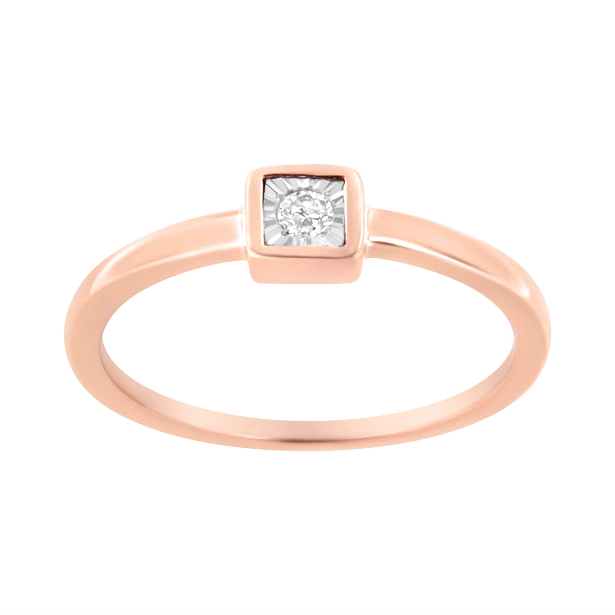 14K Rose Gold Plated .925 Sterling Silver 1/20 cttw Miracle Set Diamond Promise Ring (J - K Color, I1 - I2 Clarity) - Tuesday Morning - Rings