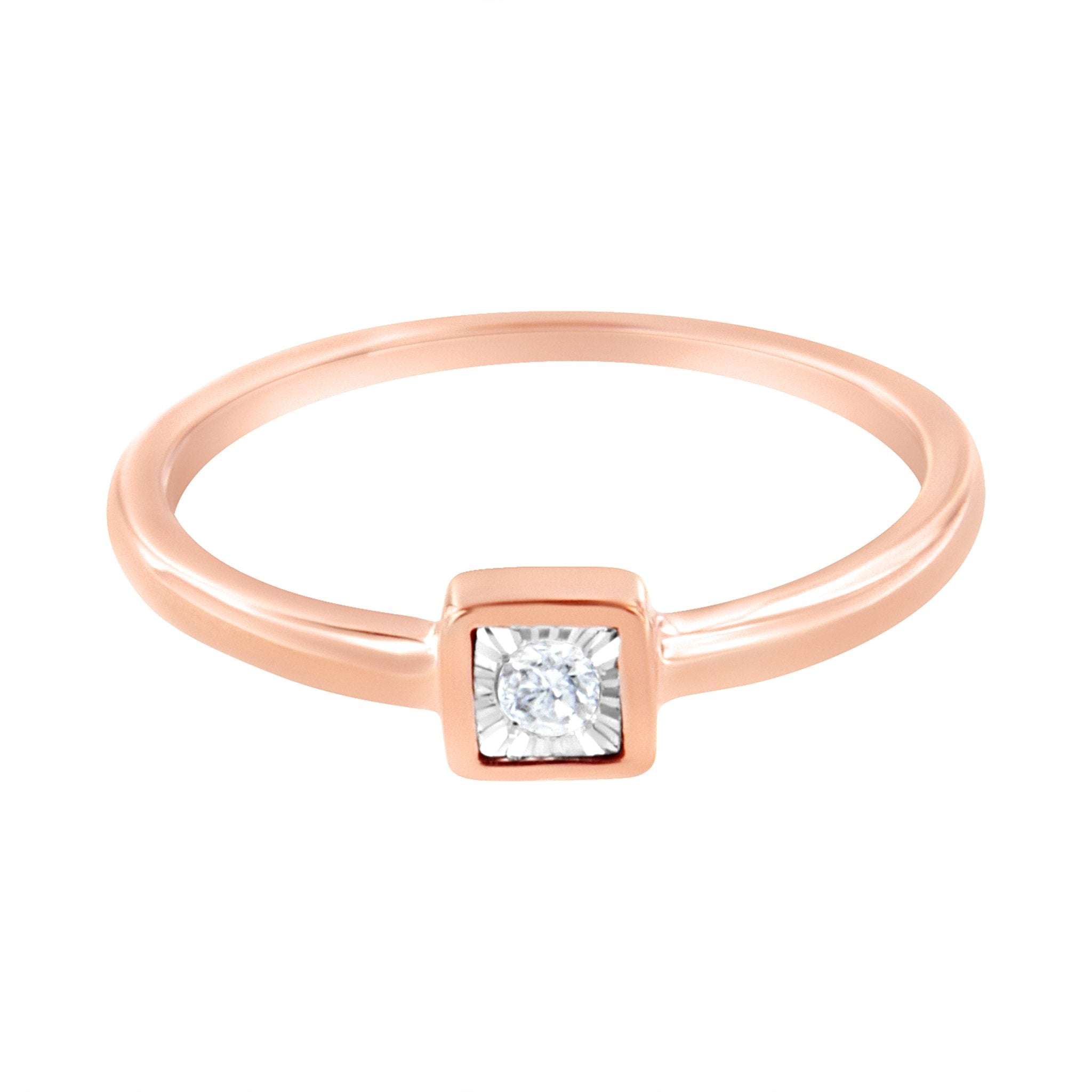 14K Rose Gold Plated .925 Sterling Silver 1/20 cttw Miracle Set Diamond Promise Ring (J - K Color, I1 - I2 Clarity) - Tuesday Morning - Rings