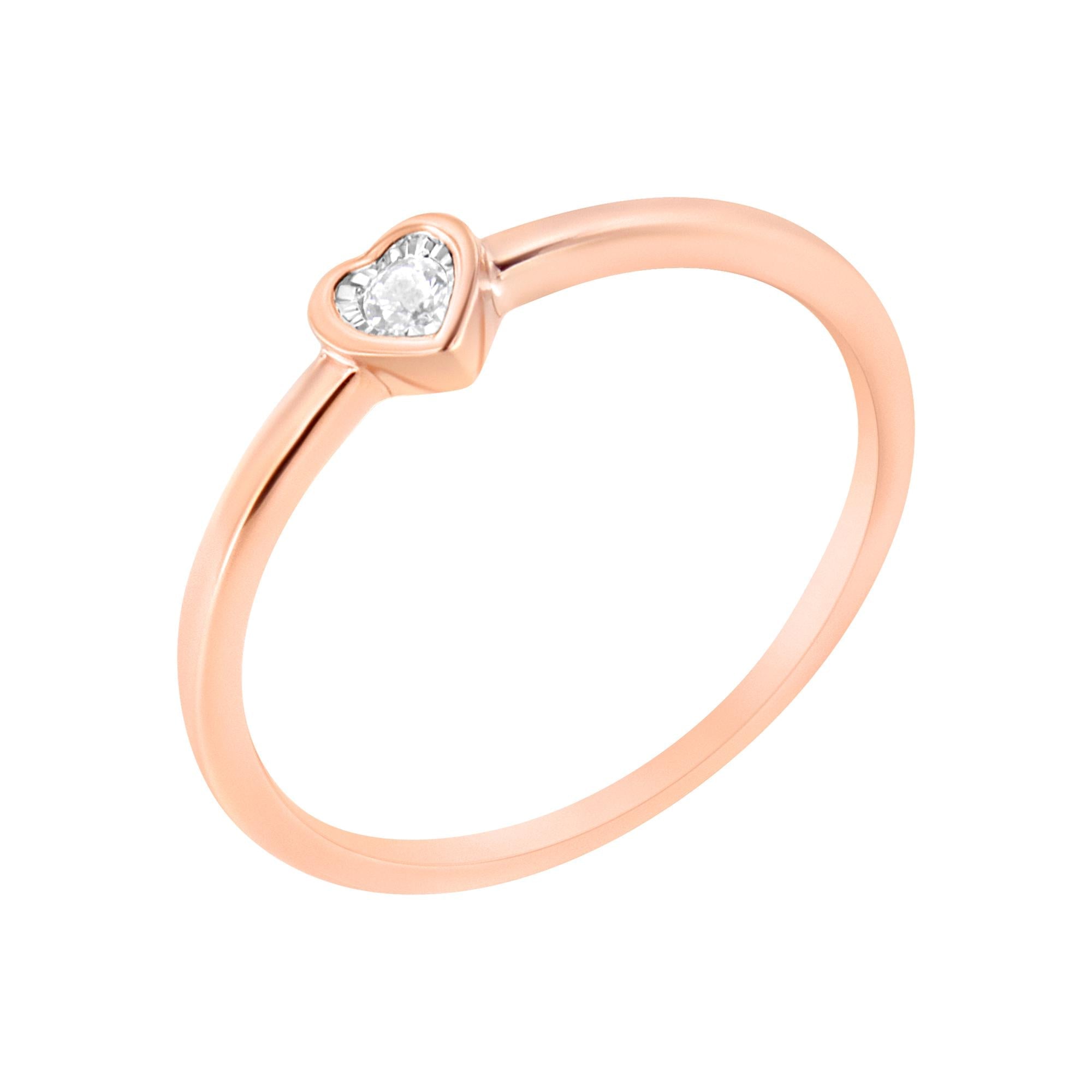 14K Rose Gold Plated .925 Sterling Silver Miracle Set Diamond Accent Heart Shaped Promise Ring (J - K Color, I1 - I2 Clarity) - Tuesday Morning - Rings