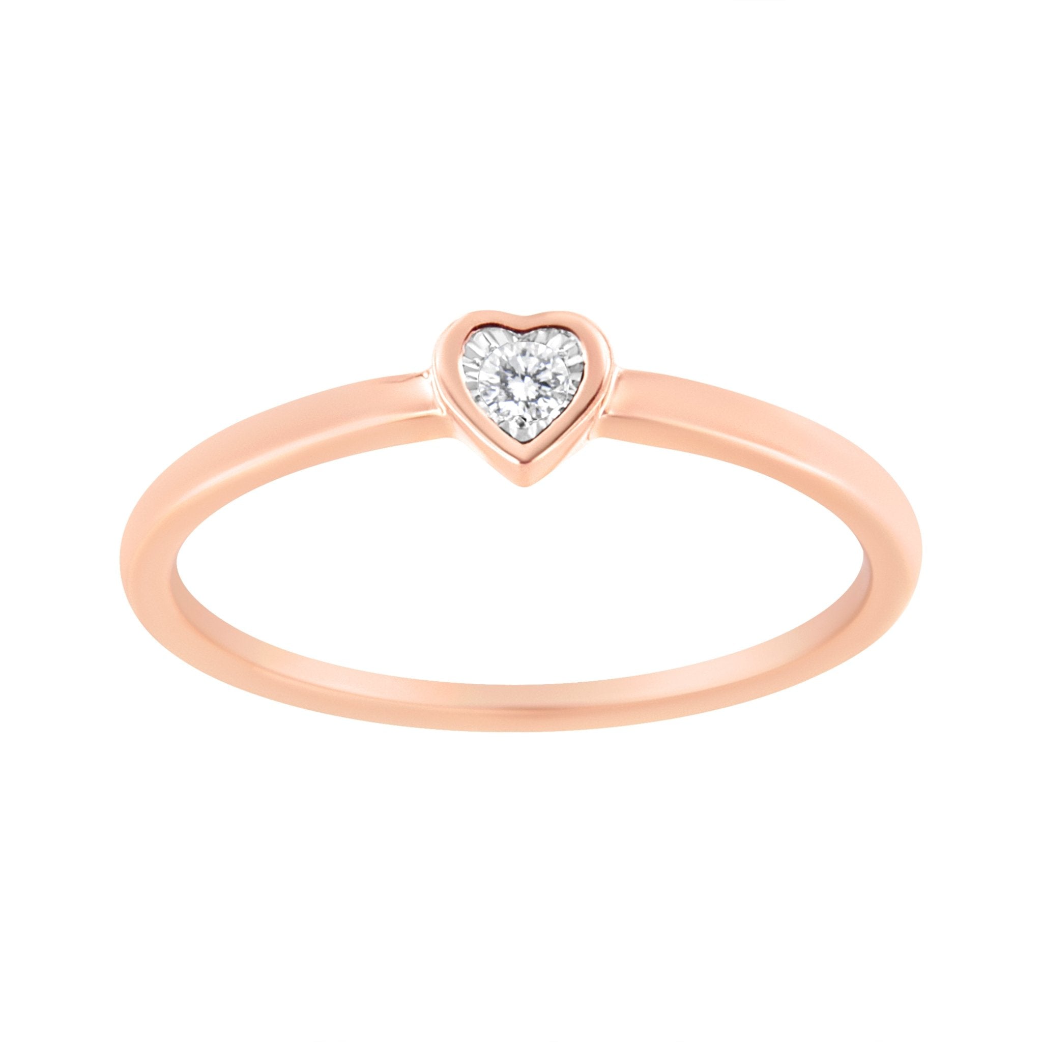 14K Rose Gold Plated .925 Sterling Silver Miracle Set Diamond Accent Heart Shaped Promise Ring (J - K Color, I1 - I2 Clarity) - Tuesday Morning - Rings