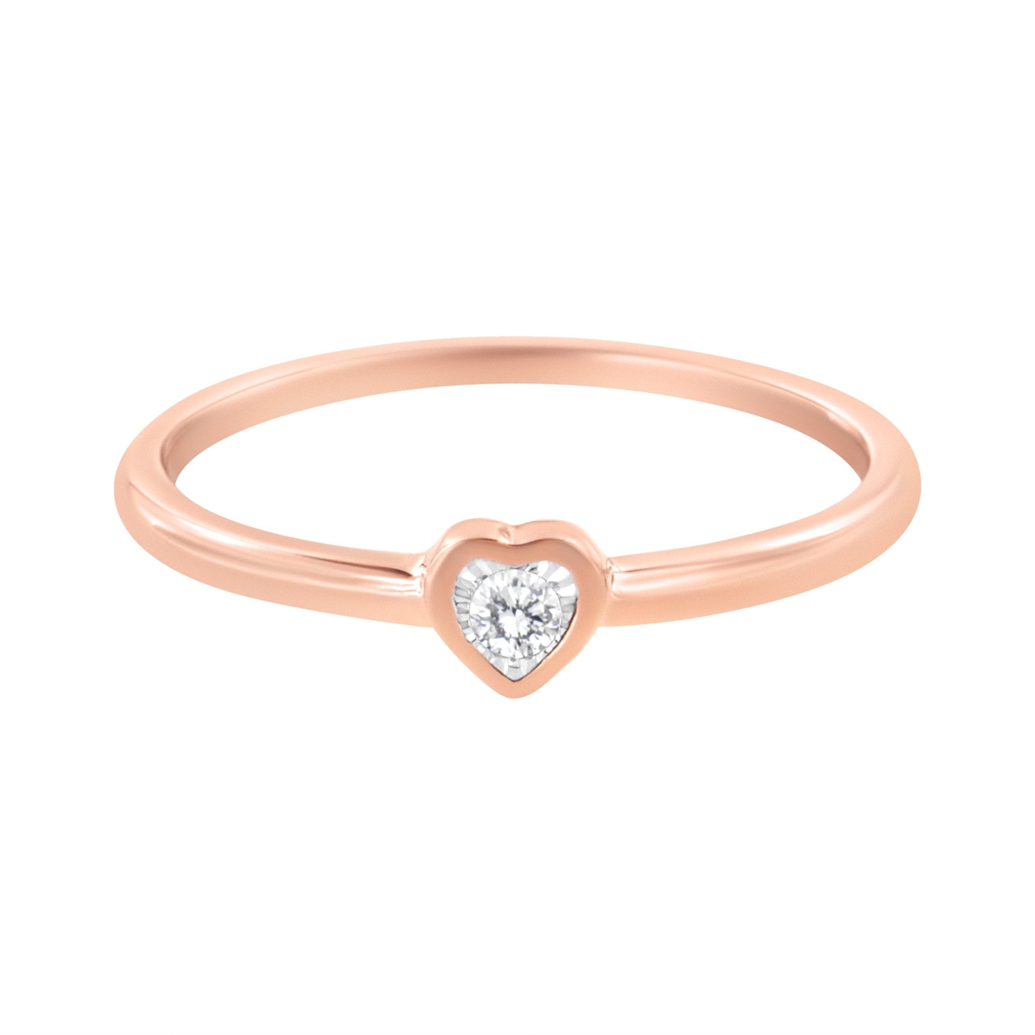 14K Rose Gold Plated .925 Sterling Silver Miracle Set Diamond Accent Heart Shaped Promise Ring (J - K Color, I1 - I2 Clarity) - Tuesday Morning - Rings