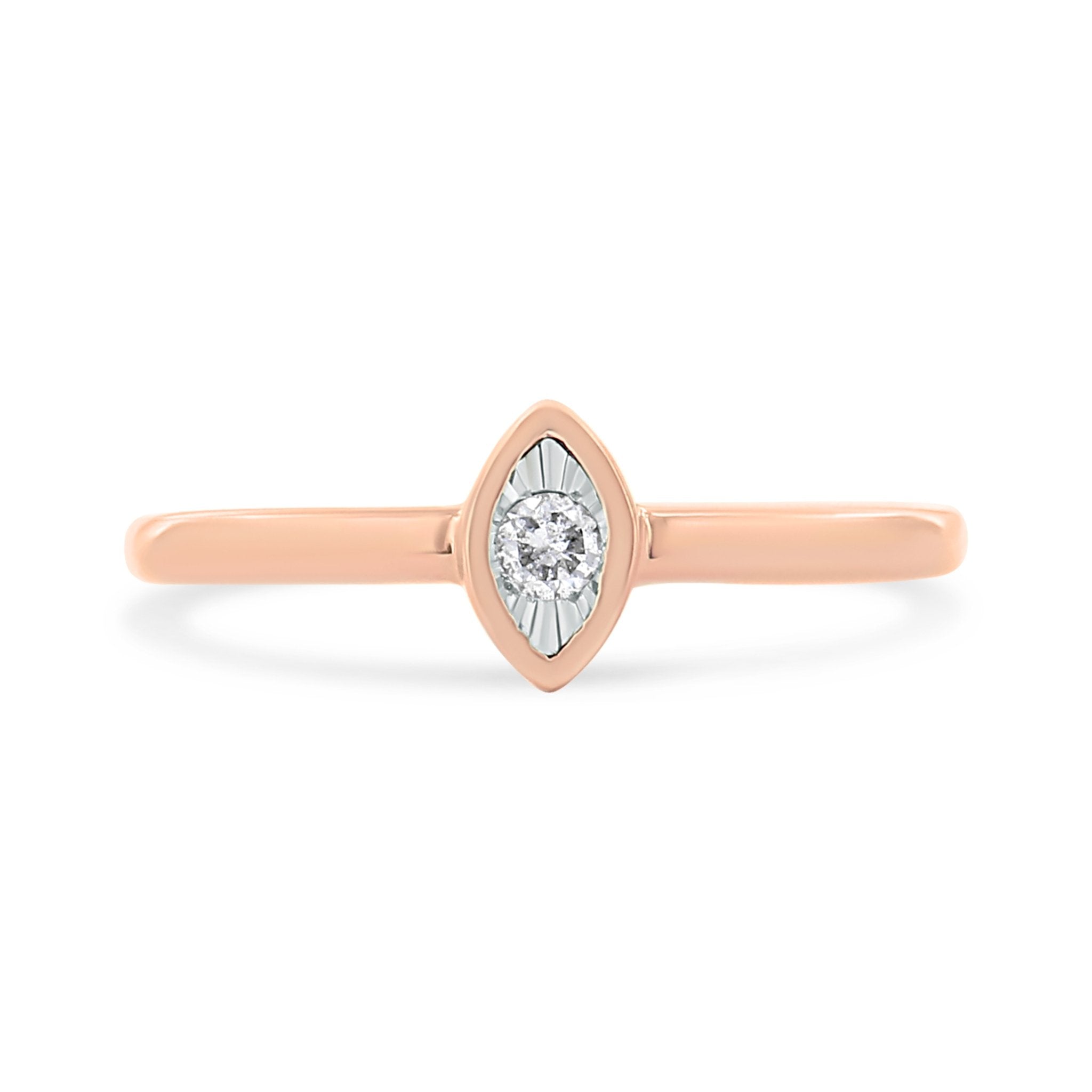 14K Rose Gold Plated .925 Sterling Silver Miracle Set Diamond Accent Pear Shape Promise Ring (J - K Color, I1 - I2 Clarity) - Tuesday Morning - Rings