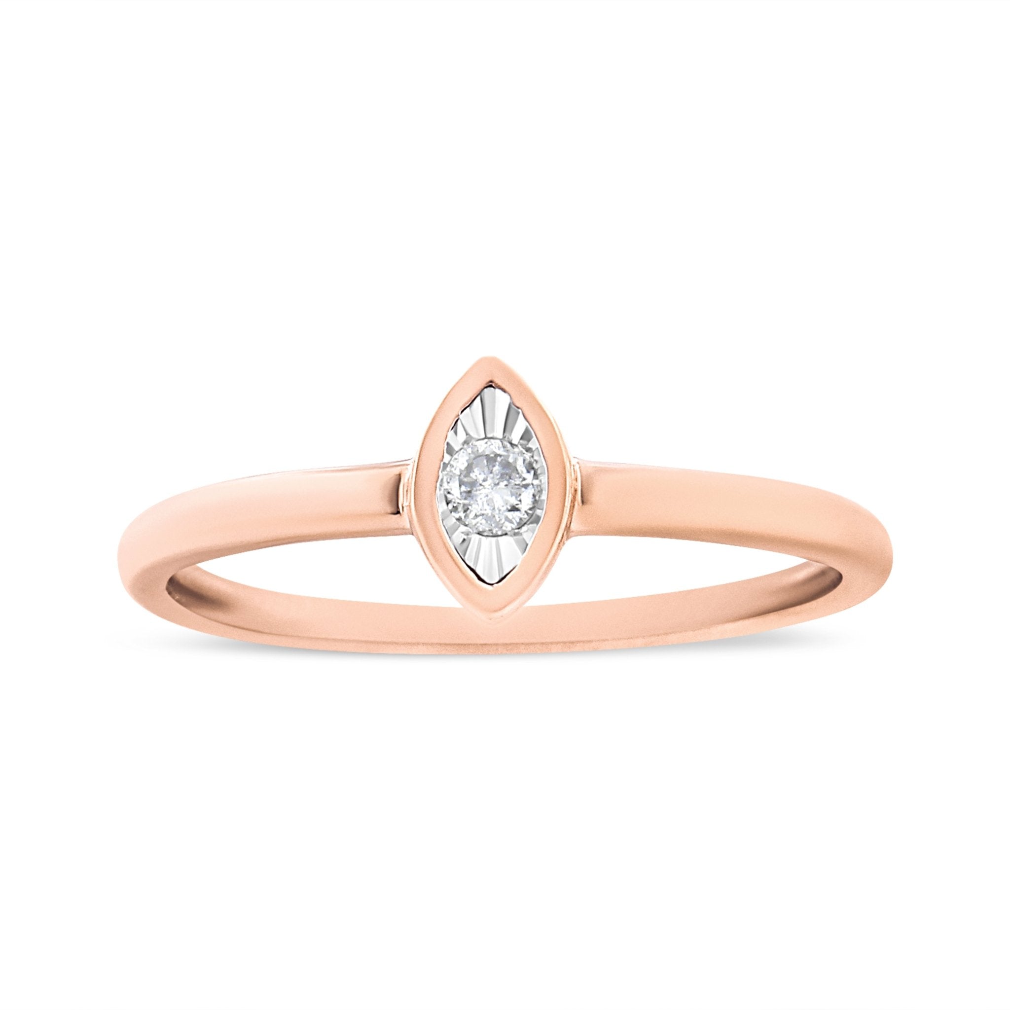 14K Rose Gold Plated .925 Sterling Silver Miracle Set Diamond Accent Pear Shape Promise Ring (J - K Color, I1 - I2 Clarity) - Tuesday Morning - Rings