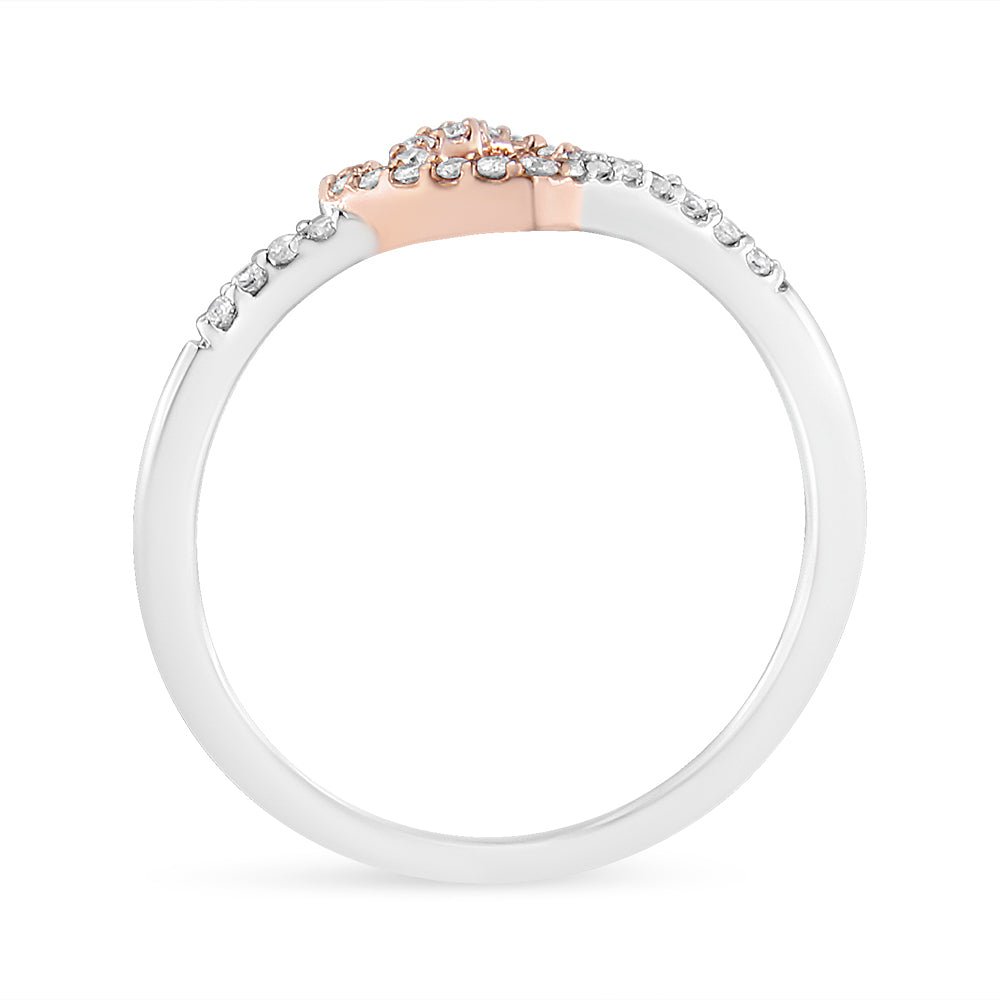 14K Rose Gold Plated and White .925 Sterling Silver 1/5 Cttw Round - Cut Diamond Open Heart Promise Ring (I - J Color, I2 - I3 Clarity) - Tuesday Morning - Rings