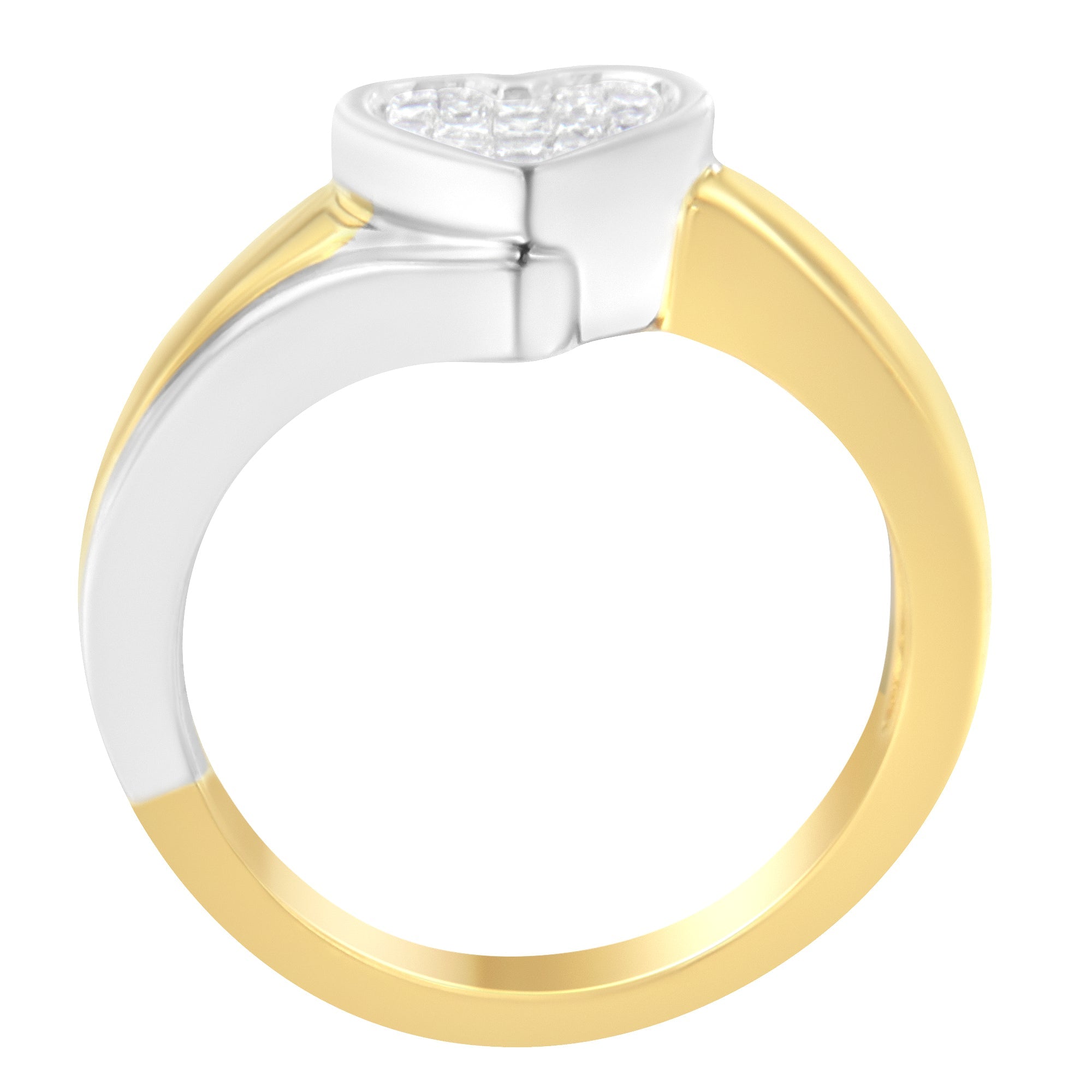 14K Two - Toned Gold Princess - Cut Diamond Heart Promise Ring (1/4 Cttw, H - I Color, I1 - I2 Clarity) - Tuesday Morning - Rings