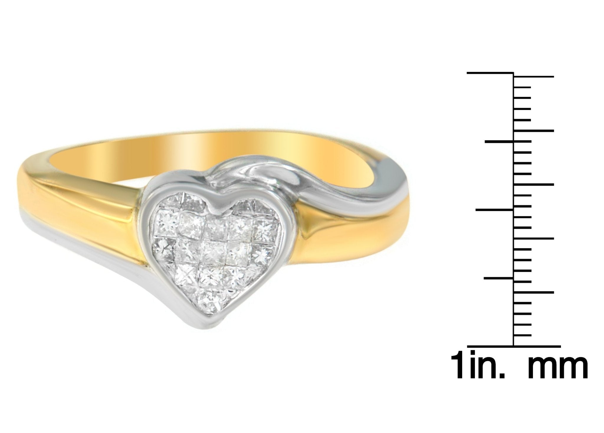 14K Two - Toned Gold Princess - Cut Diamond Heart Promise Ring (1/4 Cttw, H - I Color, I1 - I2 Clarity) - Tuesday Morning - Rings