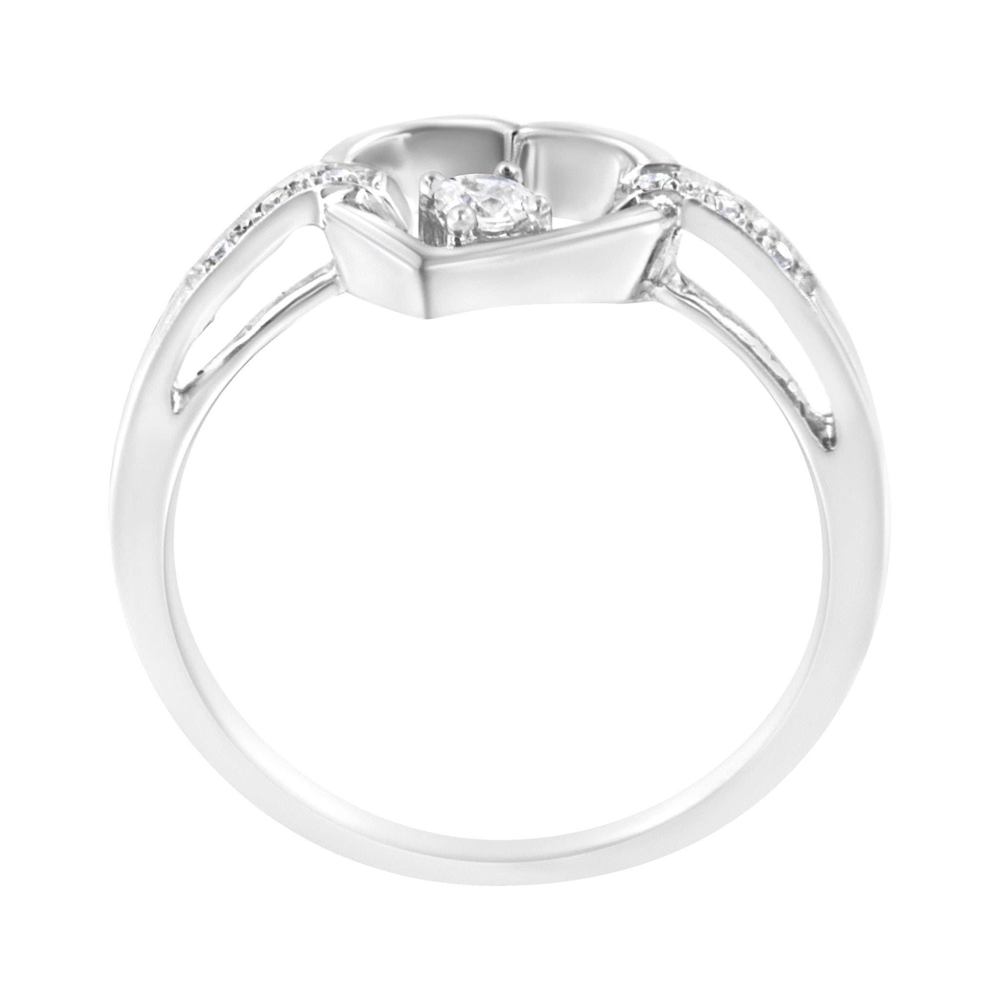 14K White Gold 1/8 Cttw Channel Set Round - Cut Diamond Heart Ring (H - I Color, SI2 - I1 Clarity) - Tuesday Morning - Rings