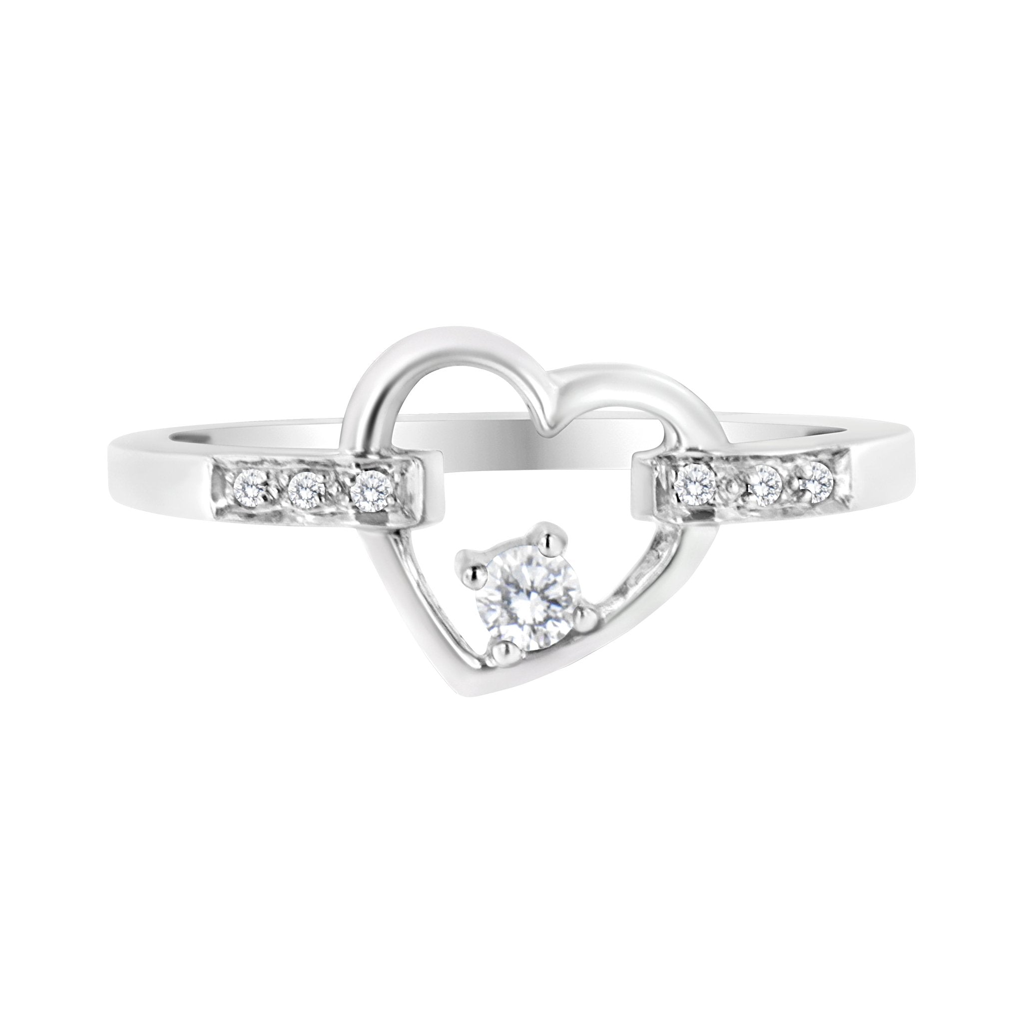 14K White Gold 1/8 Cttw Channel Set Round - Cut Diamond Heart Ring (H - I Color, SI2 - I1 Clarity) - Tuesday Morning - Rings