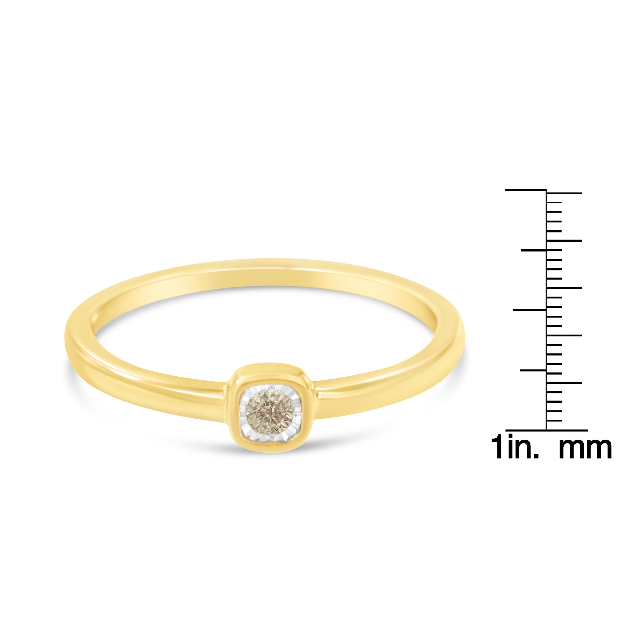 14K Yellow Gold Plated .925 Sterling Silver 1/20 Carat Diamond Square Cushion - Shaped Miracle Set Petite Fashion Promise Ring (J - K Color, I1 - I2 Clarity) - Tuesday Morning - Rings