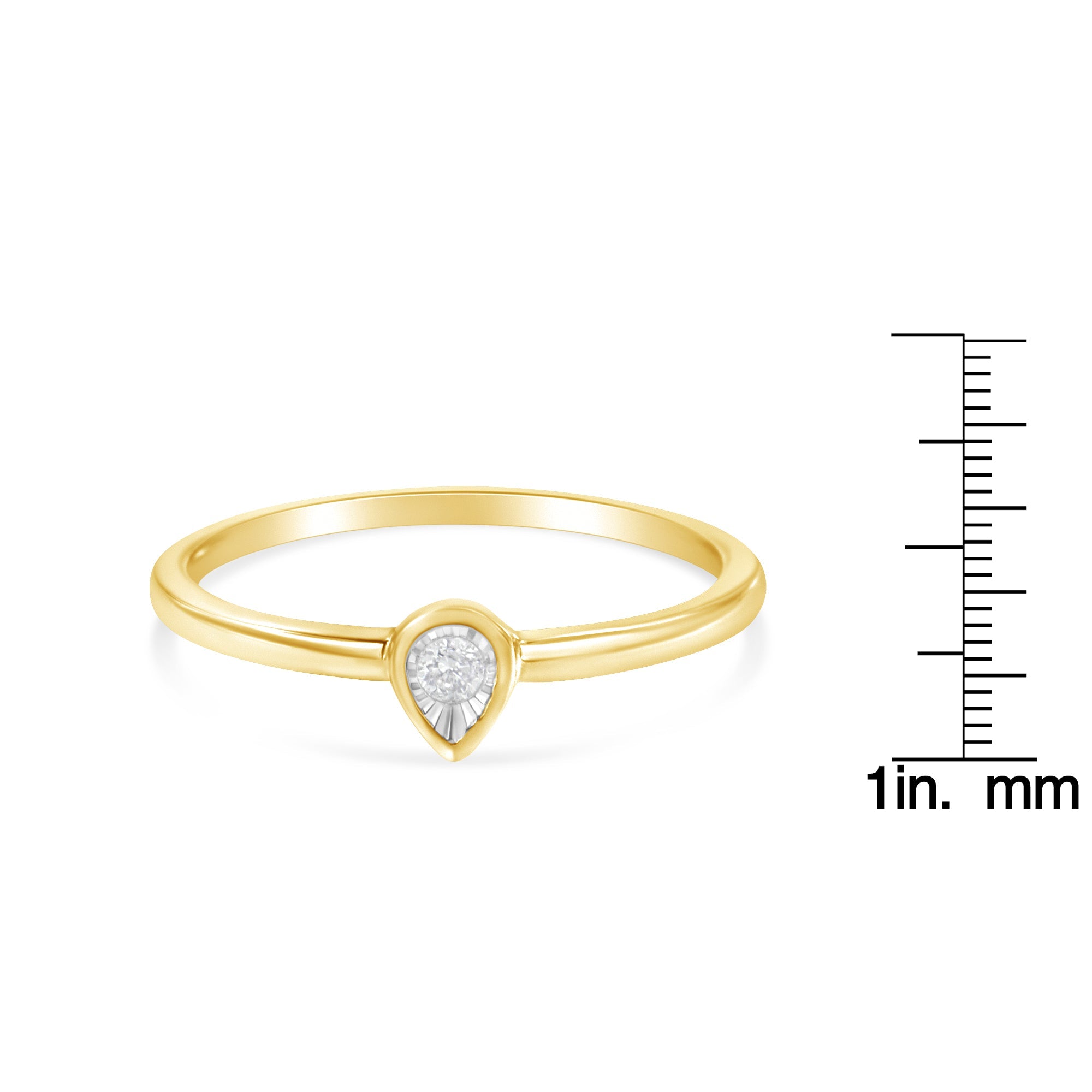 14K Yellow Gold Plated .925 Sterling Silver 1/20 Carat Diamond Teardrop Pear - Shaped Miracle Set Petite Fashion Ring (J - K Color, I1 - I2 Clarity) - Tuesday Morning - Rings