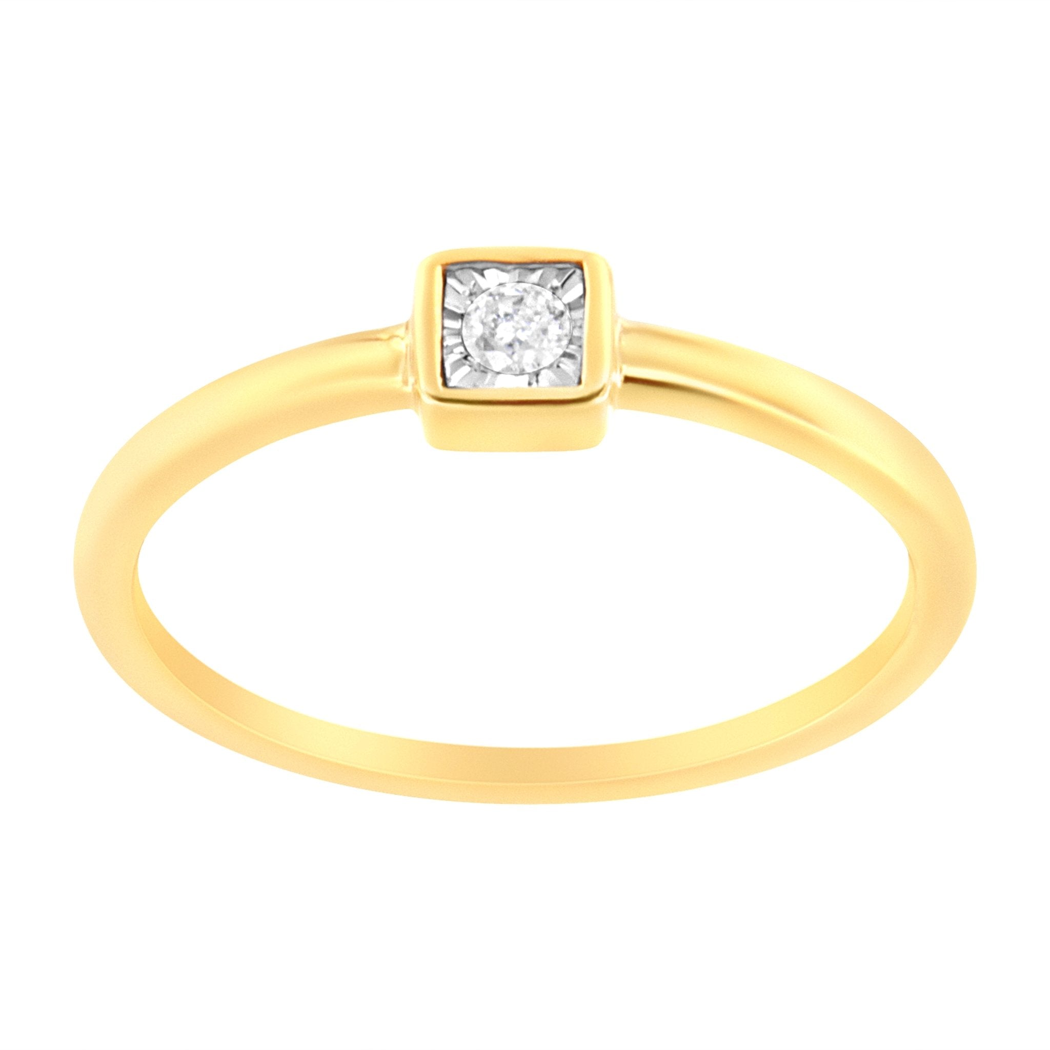 14K Yellow Gold Plated .925 Sterling Silver 1/20 cttw Miracle Set Diamond Promise Ring (J - K Color, I1 - I2 Clarity) - Tuesday Morning - Rings