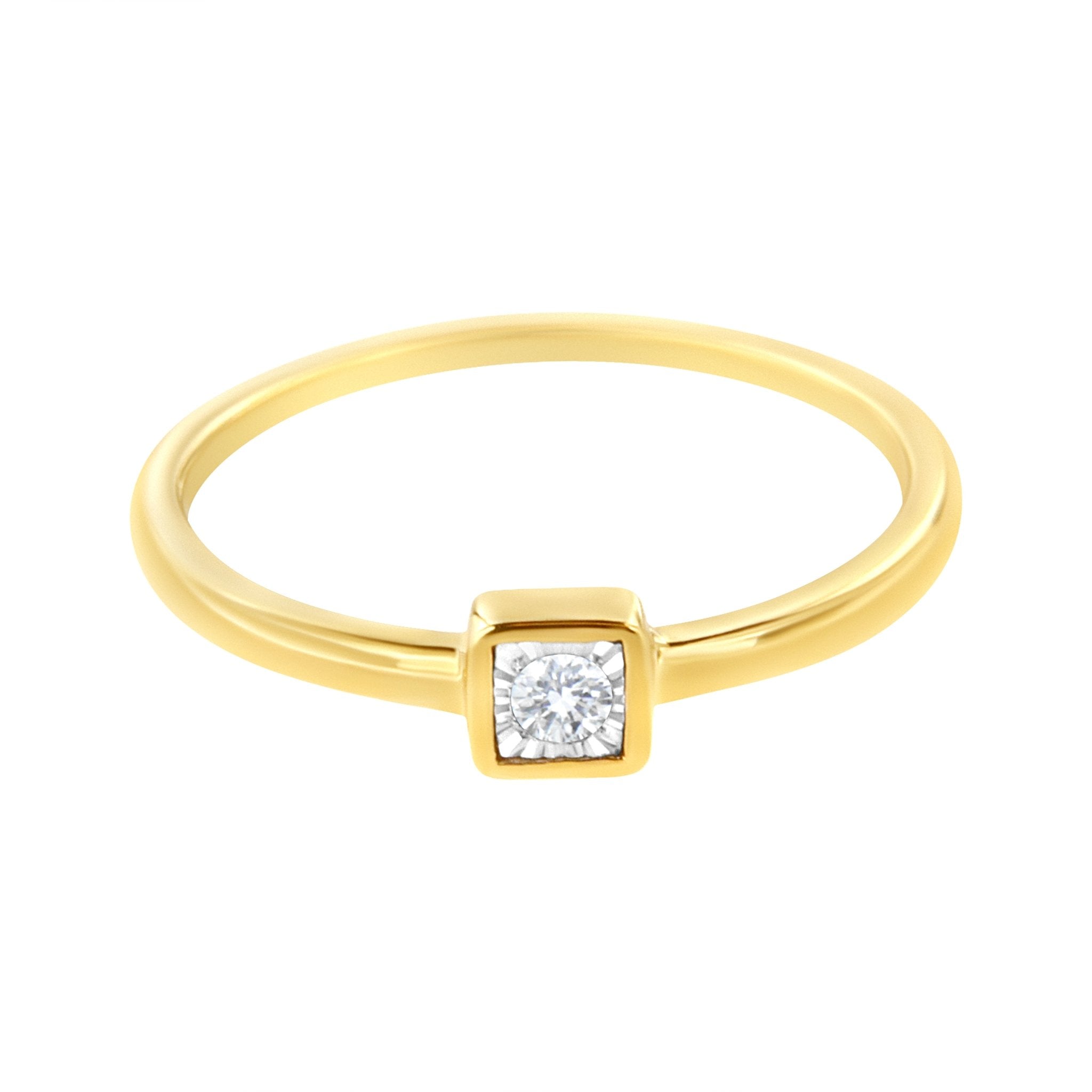 14K Yellow Gold Plated .925 Sterling Silver 1/20 cttw Miracle Set Diamond Promise Ring (J - K Color, I1 - I2 Clarity) - Tuesday Morning - Rings