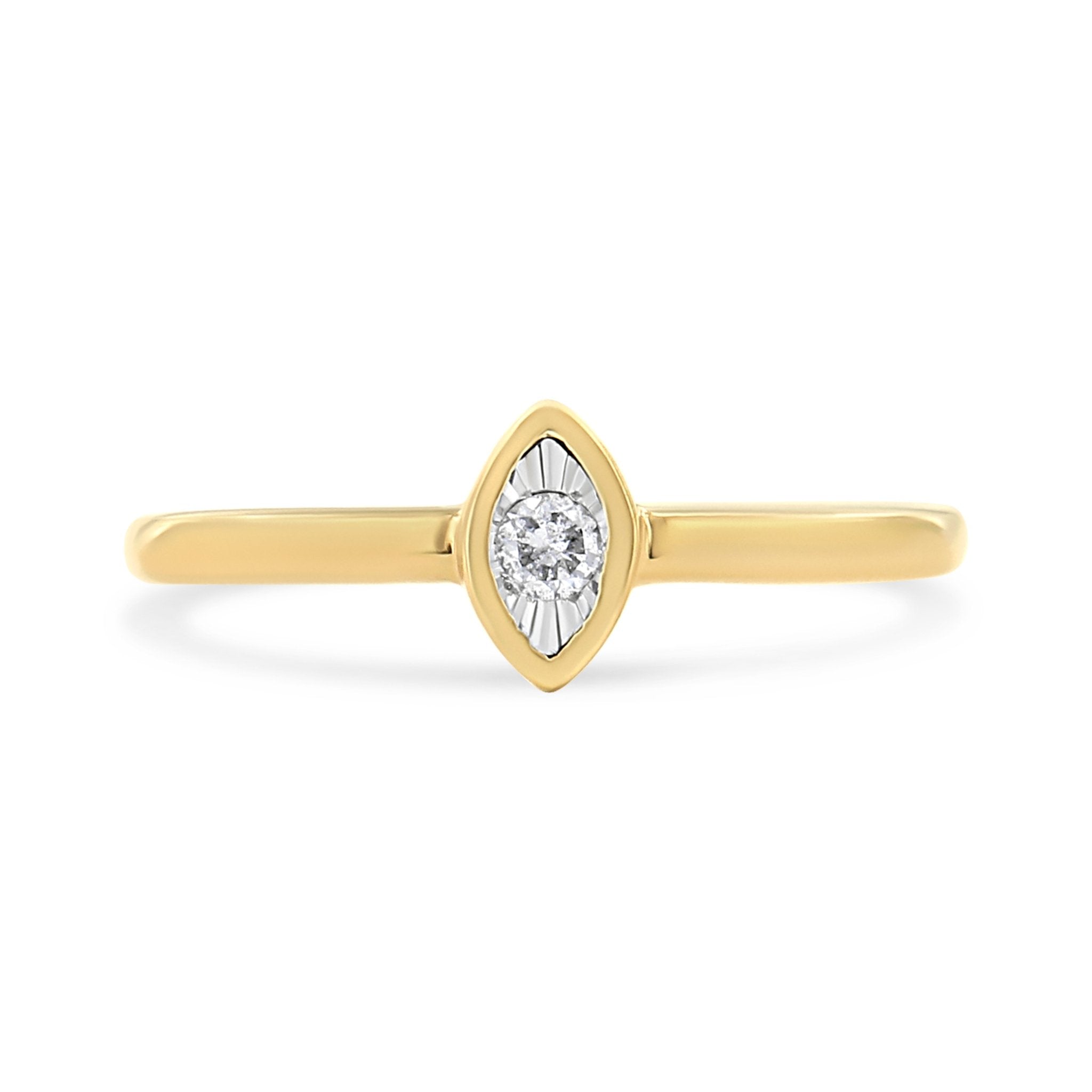 14K Yellow Gold Plated .925 Sterling Silver 1/20 Cttw Miracle Set Diamond Ring (J - K Color, I1 - I2 Clarity) - Tuesday Morning - Rings