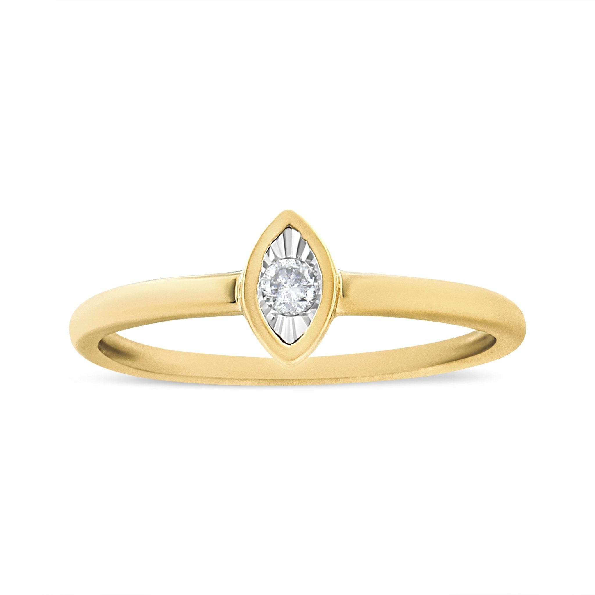 14K Yellow Gold Plated .925 Sterling Silver 1/20 Cttw Miracle Set Diamond Ring (J - K Color, I1 - I2 Clarity) - Tuesday Morning - Rings