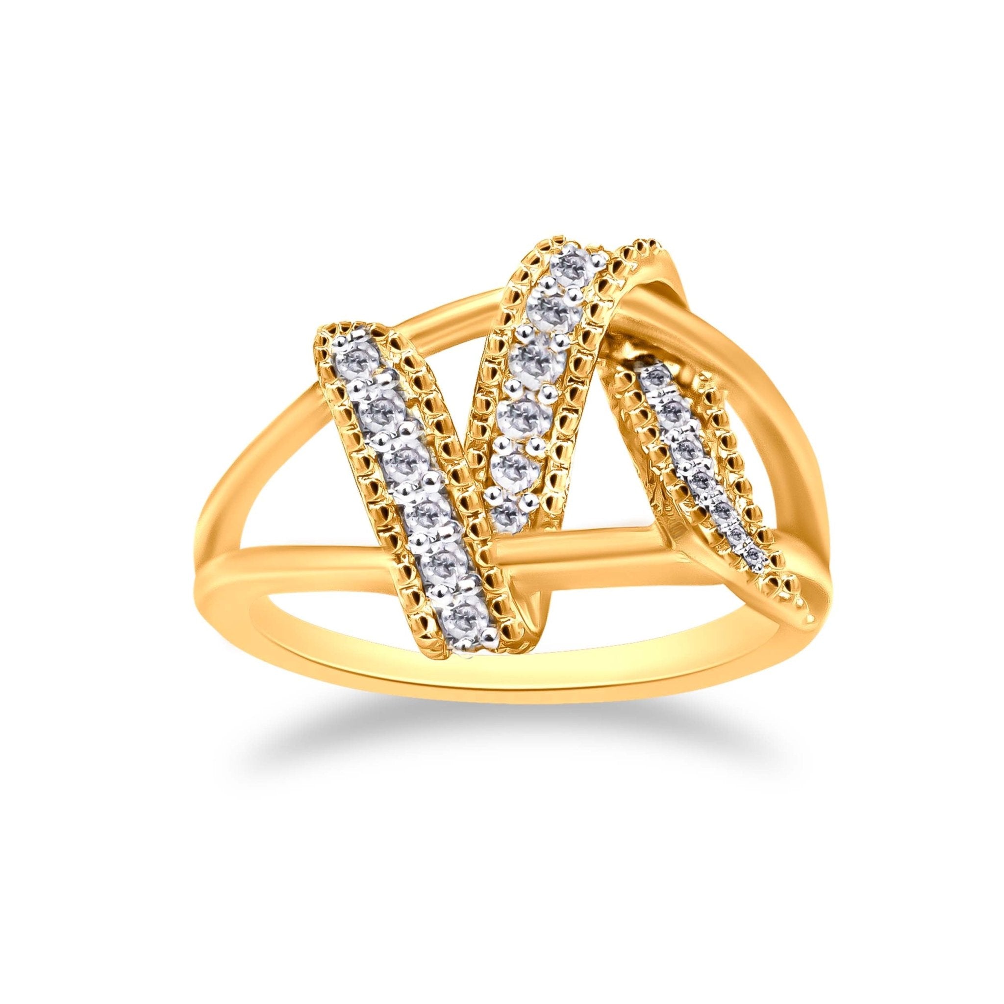 14K Yellow Gold Plated .925 Sterling Silver 1/4 Cttw Diamond Interlocking Bypass Ring (I - J Color, I1 - I2 Clarity) - Tuesday Morning - Rings