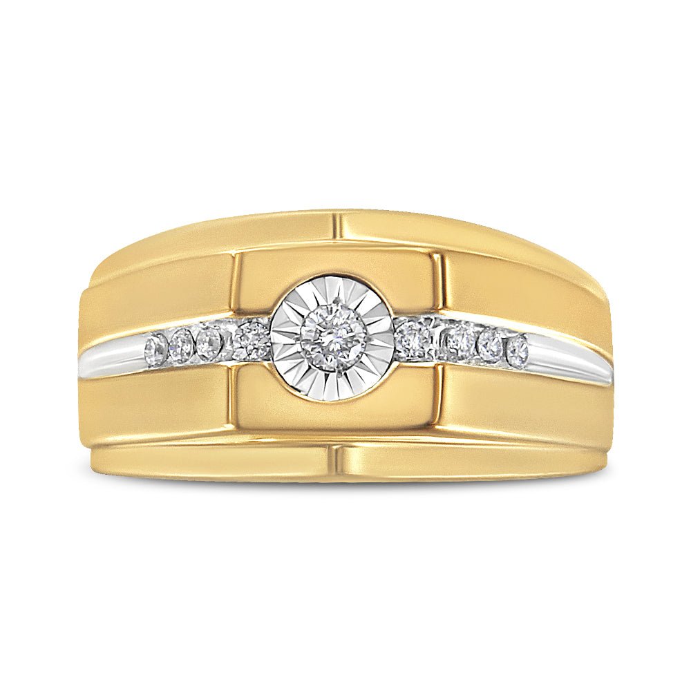 14K Yellow Gold Plated .925 Sterling Silver Miracle - Set 1/5 Cttw Diamond Men's Band Ring (I - J Color, I3 Clarity) - Tuesday Morning - Rings