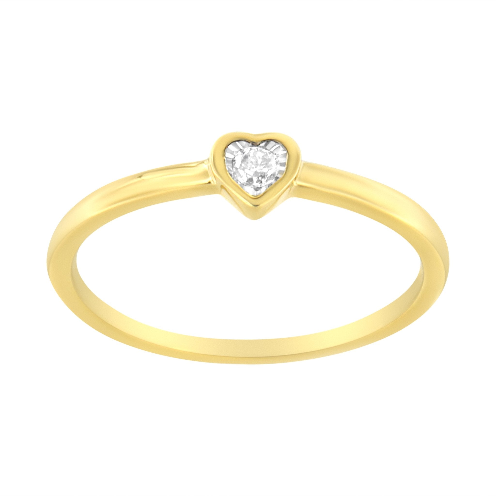 14K Yellow Gold Plated .925 Sterling Silver Miracle Set Diamond Accent Heart Shaped Promise Ring (J - K Color, I1 - I2 Clarity) - Tuesday Morning - Rings