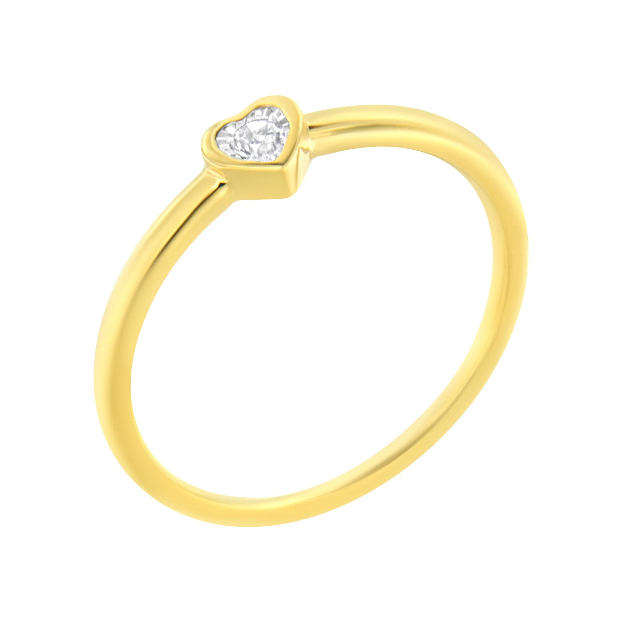 14K Yellow Gold Plated .925 Sterling Silver Miracle Set Diamond Accent Heart Shaped Promise Ring (J - K Color, I1 - I2 Clarity) - Tuesday Morning - Rings