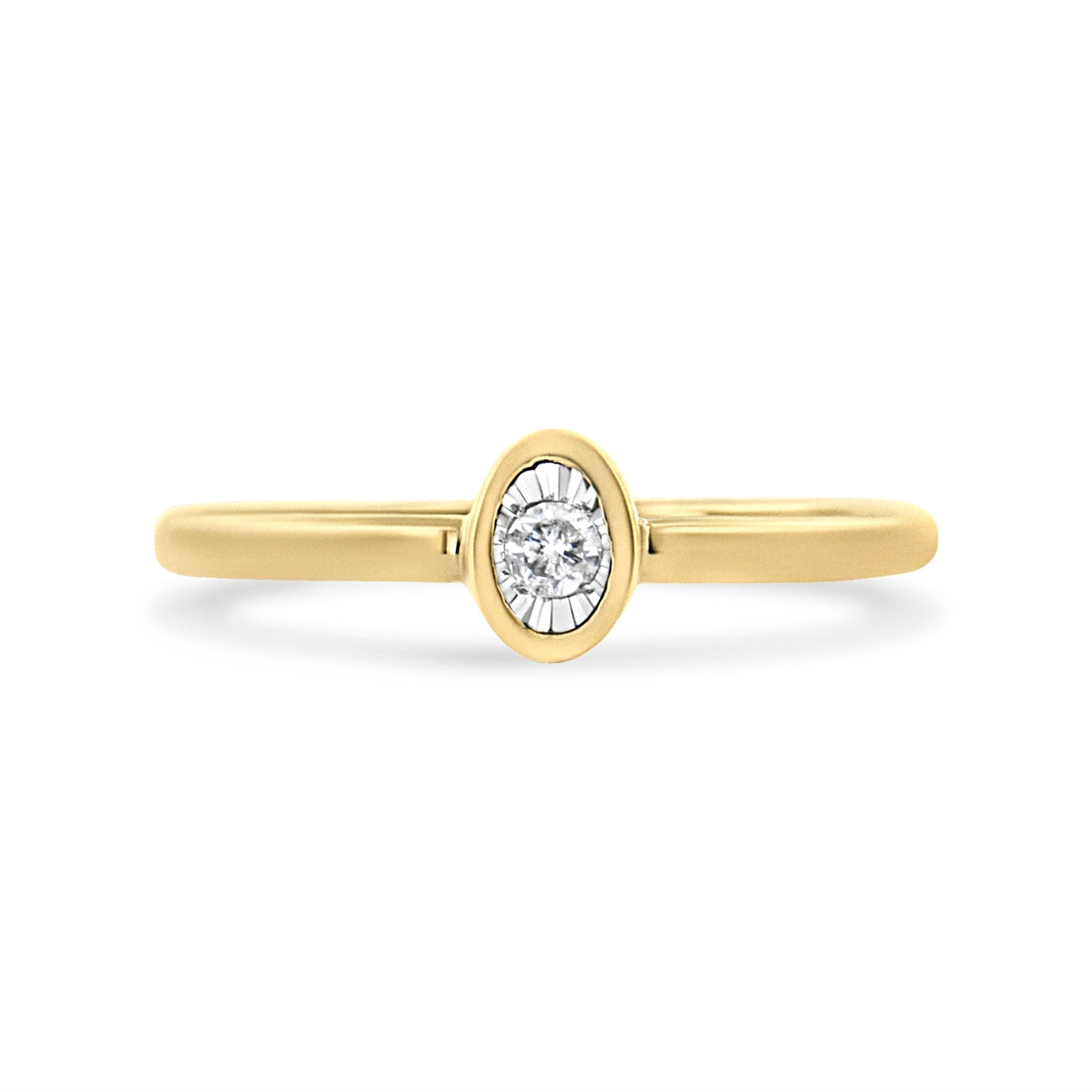 14K Yellow Gold Plated .925 Sterling Silver Miracle Set Diamond Accent Oval Shape Promise Ring (J - K Color, I1 - I2 Clarity) - Tuesday Morning - Rings