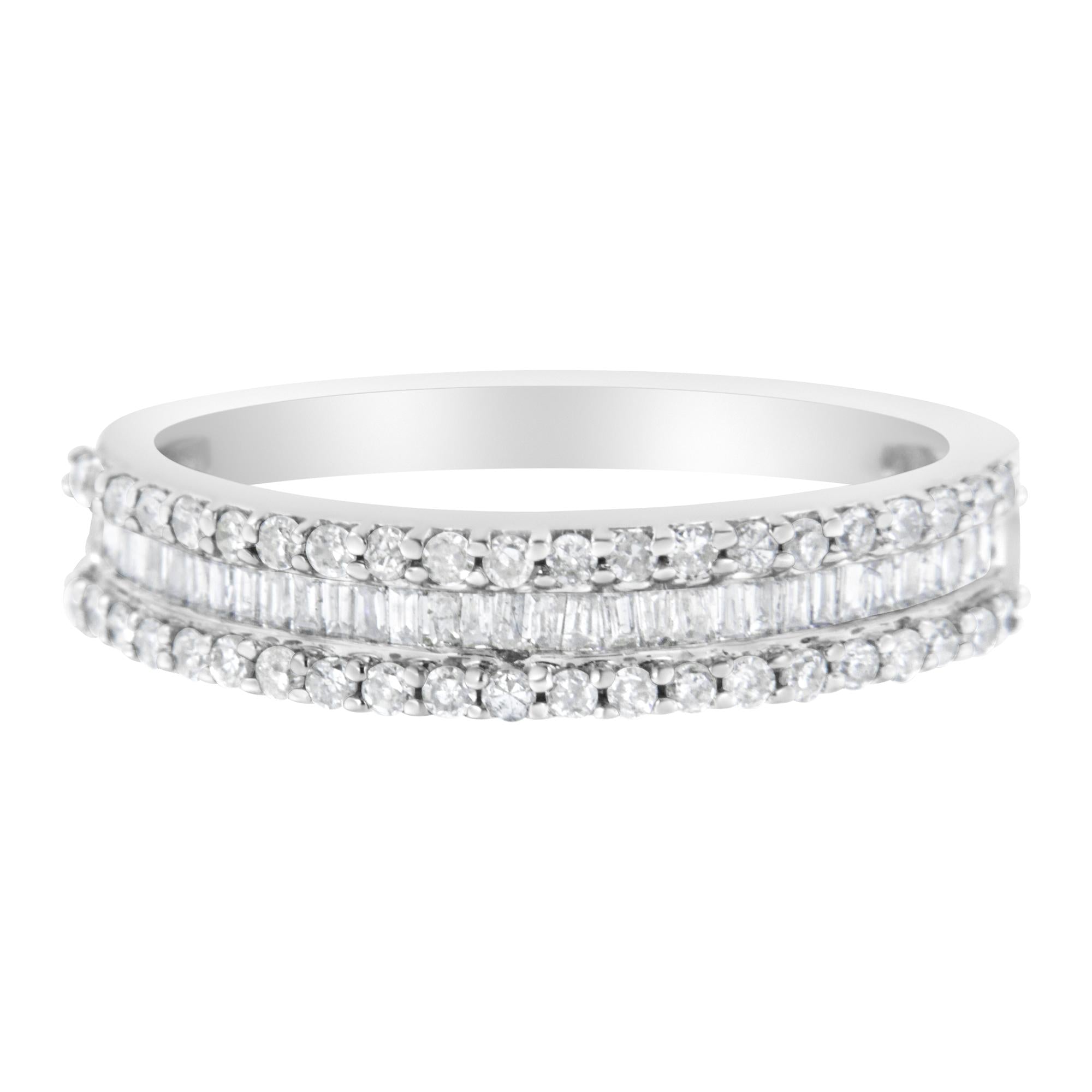 14KT White Gold 1/2 Cttw Diamond Modern Band Ring (H - I Color, SI2 - I1 Clarity) - Tuesday Morning - Rings