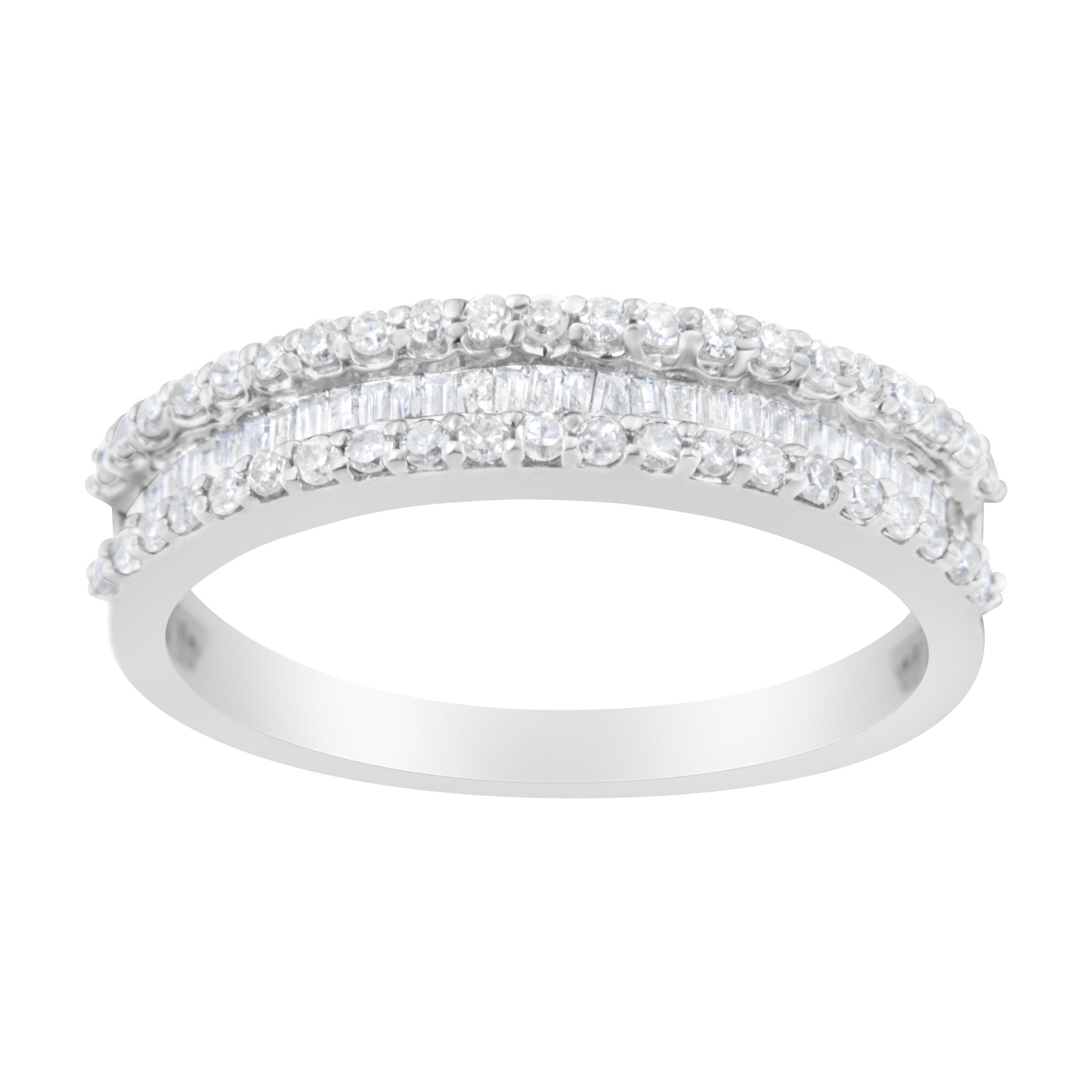 14KT White Gold 1/2 Cttw Diamond Modern Band Ring (H - I Color, SI2 - I1 Clarity) - Tuesday Morning - Rings