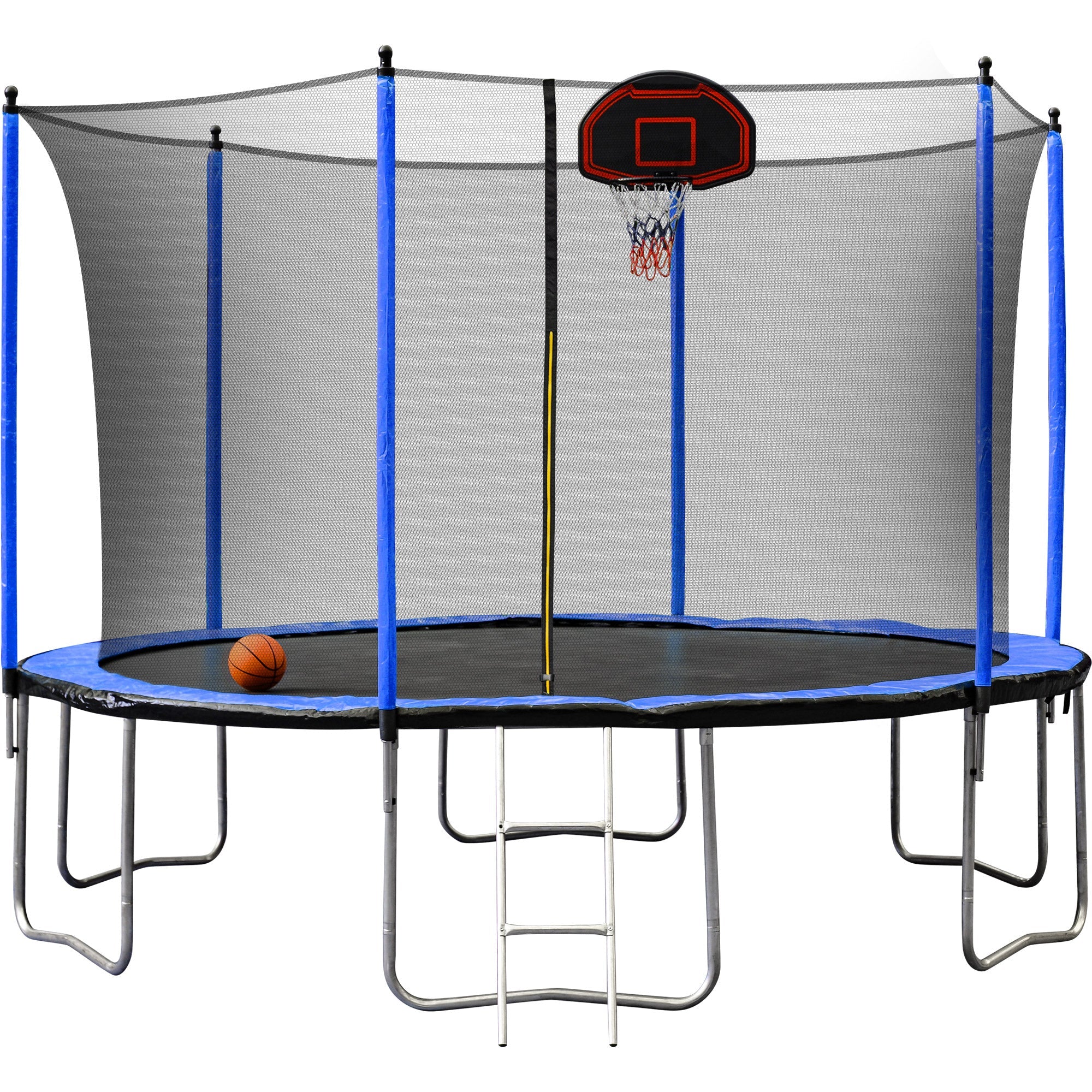 15FT Trampoline with Basketball Hoop Inflator and Ladder(Inner Safety Enclosure) Blue - Tuesday Morning - Swing Sets & Trampolines