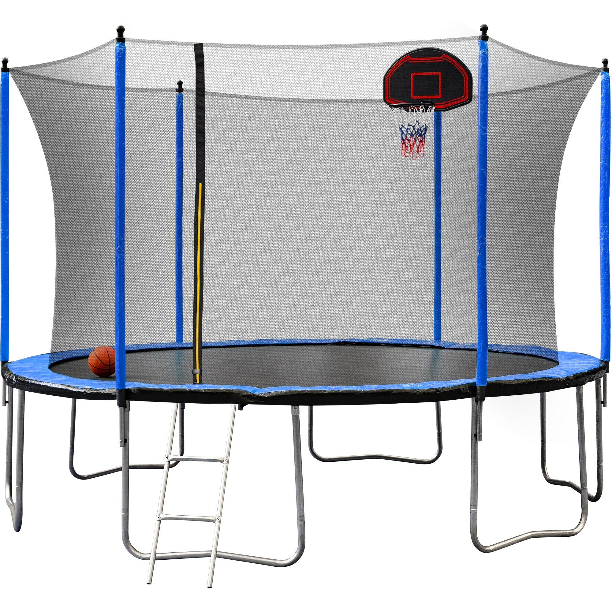 15FT Trampoline with Basketball Hoop Inflator and Ladder(Inner Safety Enclosure) Blue - Tuesday Morning - Swing Sets & Trampolines