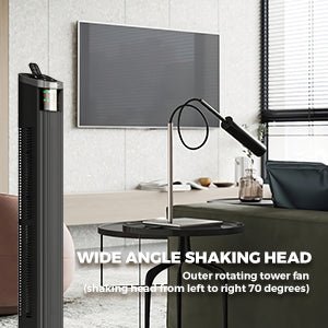 16 - Inch Stand Fan with Remote Control - Adjustable Height, 3 Speeds, 45 Degree Oscillation, and Timer - Tuesday Morning - Fan & Air Conditioners