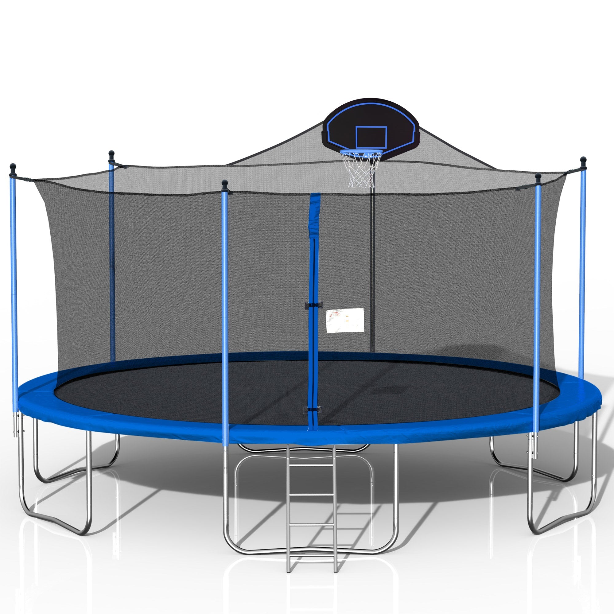 16FT Trampoline for Adults & Kids with Basketball Hoop, Double - sided cover,Outdoor Trampolines w/Ladder and Safety Enclosure Net for Kids and Adults - Tuesday Morning - Swing Sets & Trampolines