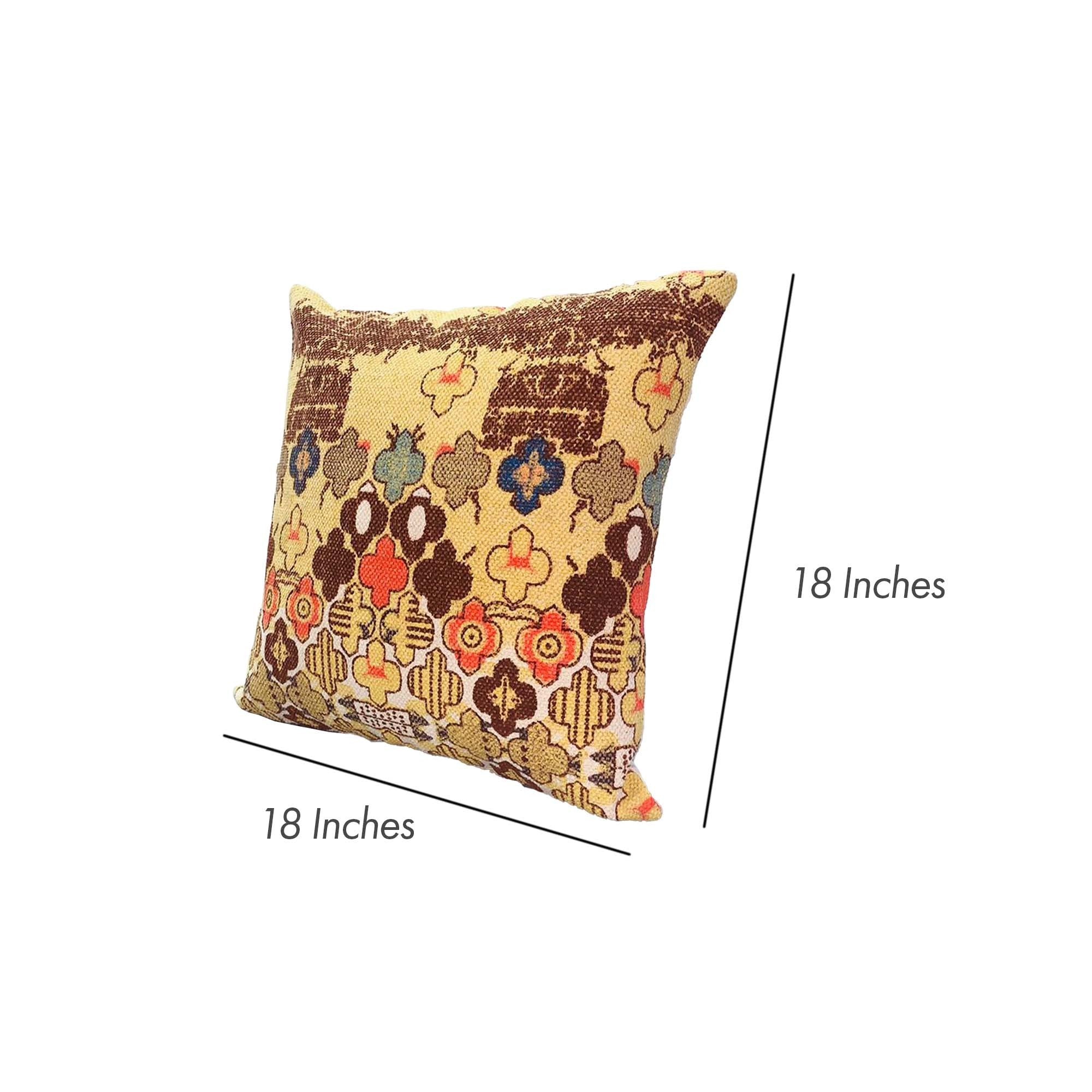 18 x 18 Square Accent Pillow, Printed Unique Quatrefoil Design, Polyester Filler, Brown, Orange, Yellow - Tuesday Morning - Throw Pillows