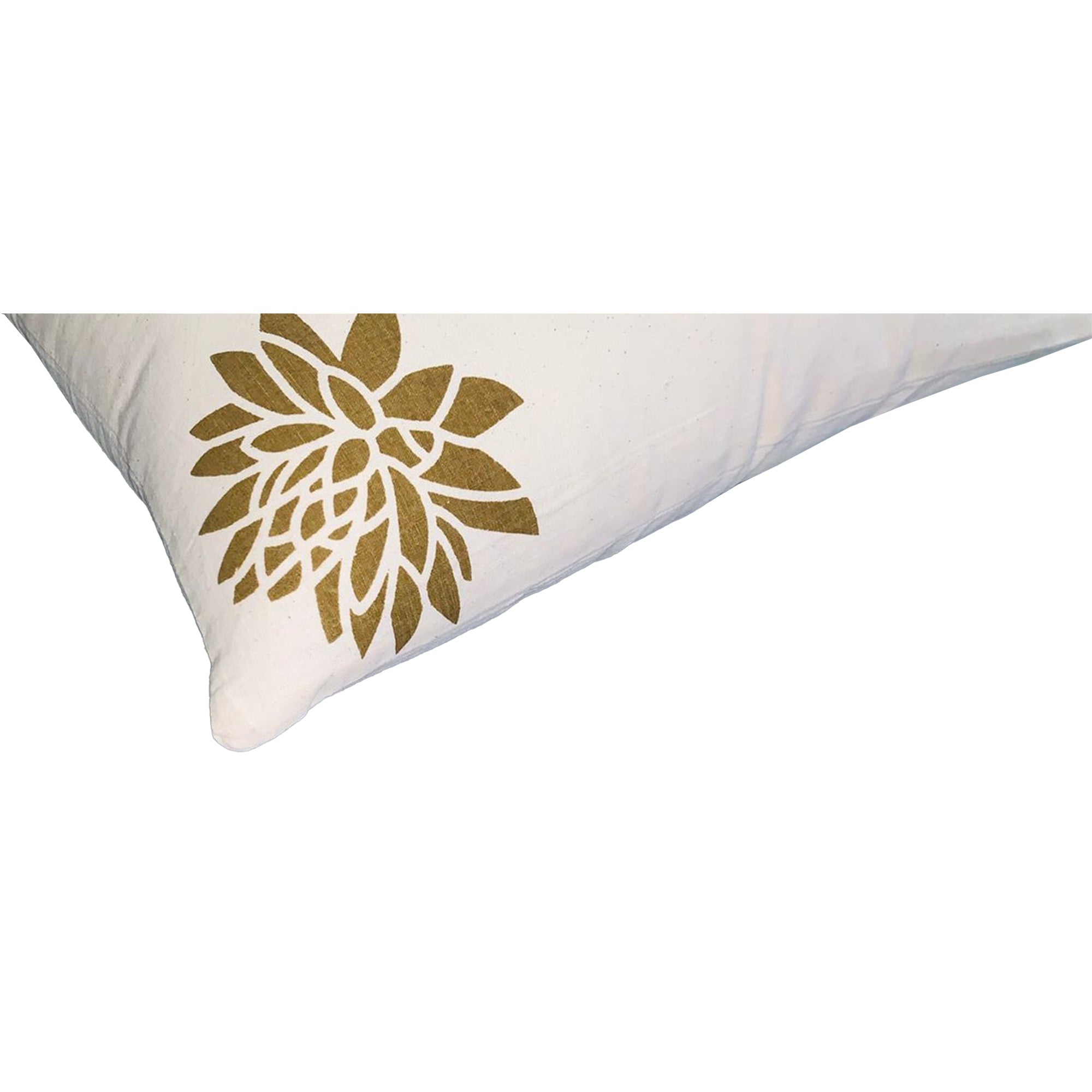 18 x 18 Square Accent Pillow, Soft Cotton Cover, Printed Lotus Flower, Polyester Filler, Gold, White - Tuesday Morning - Throw Pillows