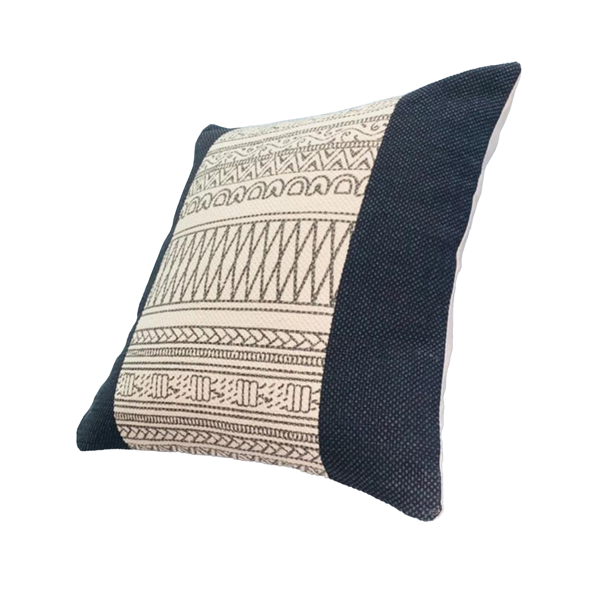 18 x 18 Square Cotton Accent Throw Pillow, Aztec Inspired Linework Pattern, Off White, Black - Tuesday Morning - Throw Pillows