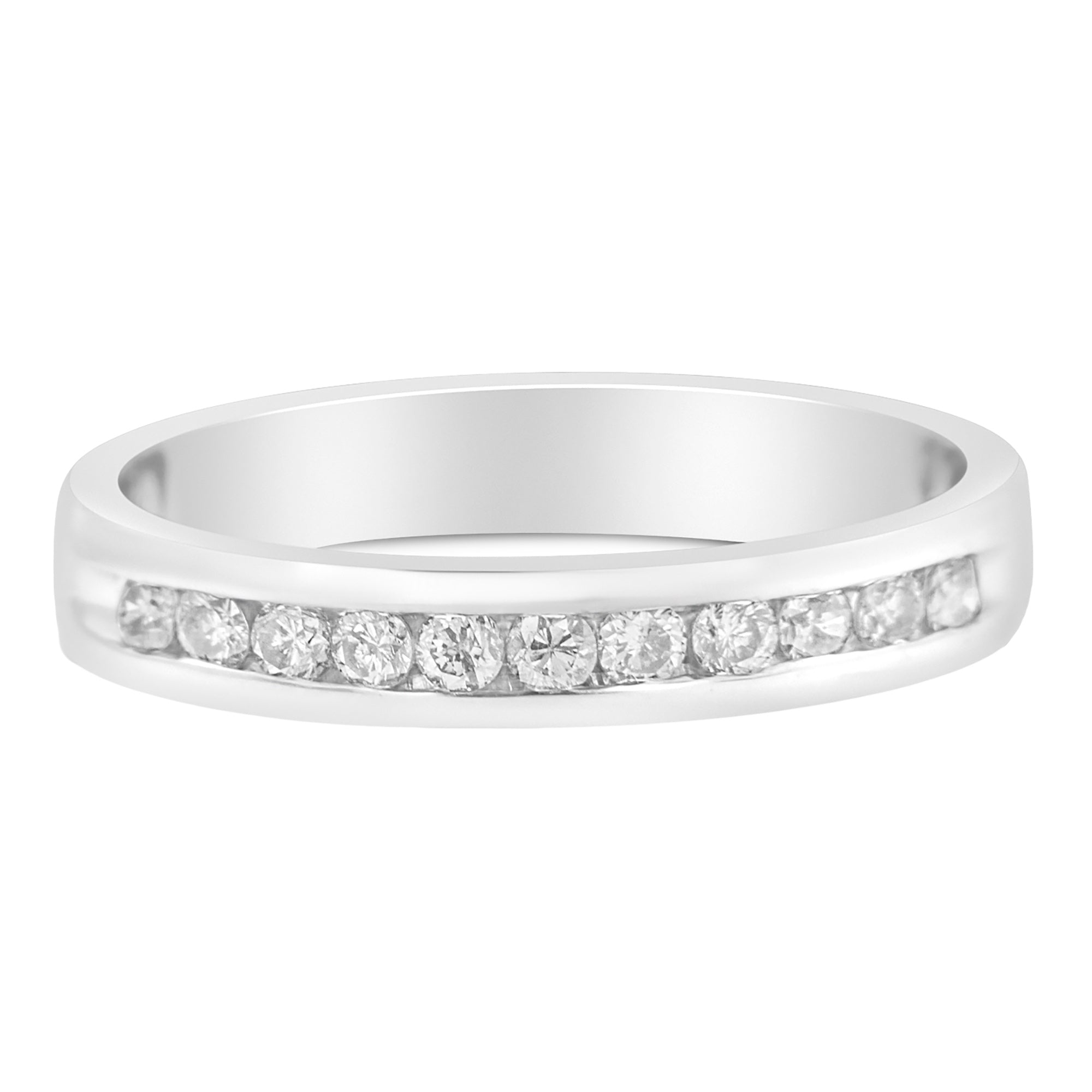 18K White Gold 1/4 Cttw Channel Set Brilliant Round - Cut Diamond Classic 11 Stone Wedding Band Ring (E - F Color, I1 - I2 Clarity) - Tuesday Morning - Rings